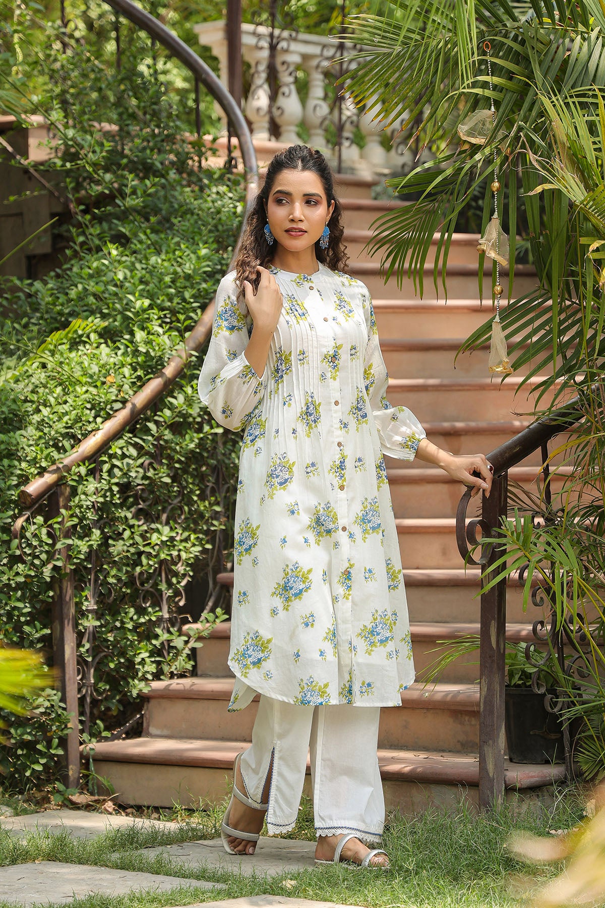 Green Cotton Printed Co-Ord Set