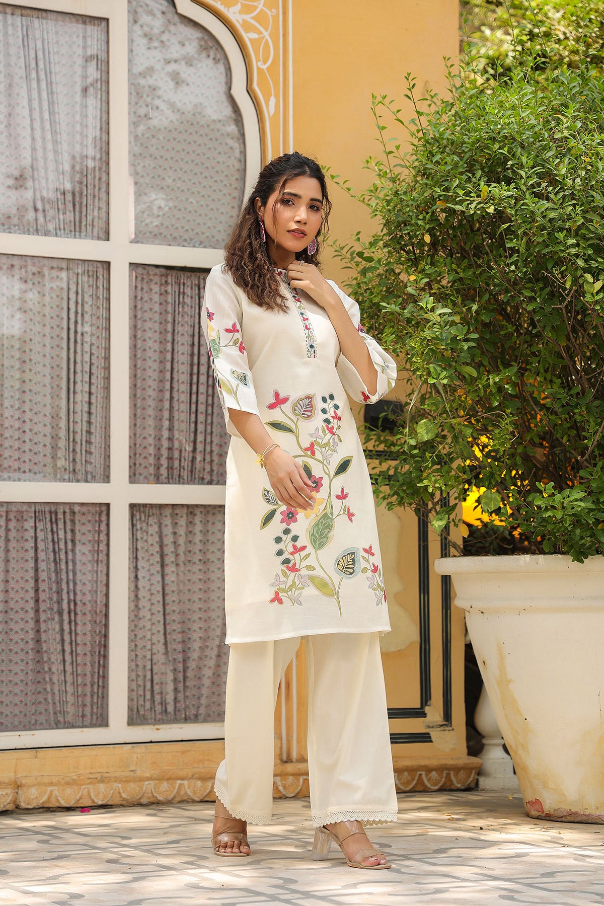 Off White Linen Printed Co-Ord Set