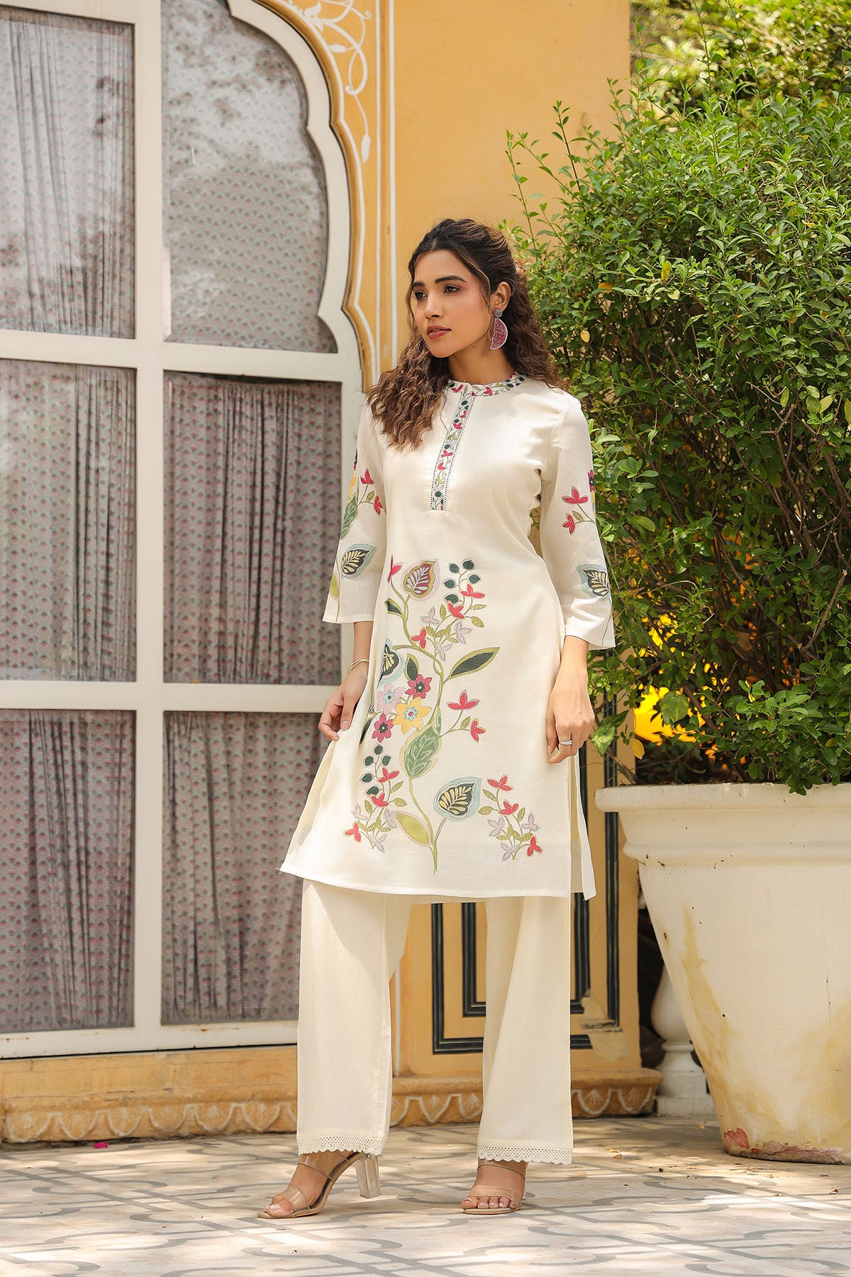 Off White Linen Printed Co-Ord Set