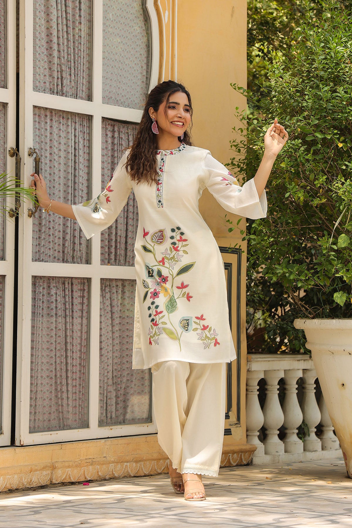 Off White Linen Printed Co-Ord Set