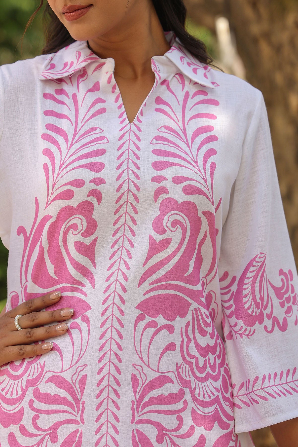 Pink Linen Printed Co-Ord Set