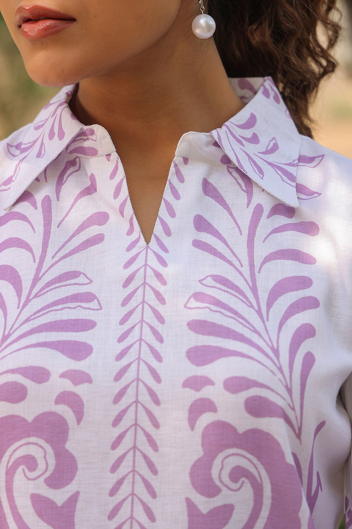 Lavender Linen Printed Co-Ord Set