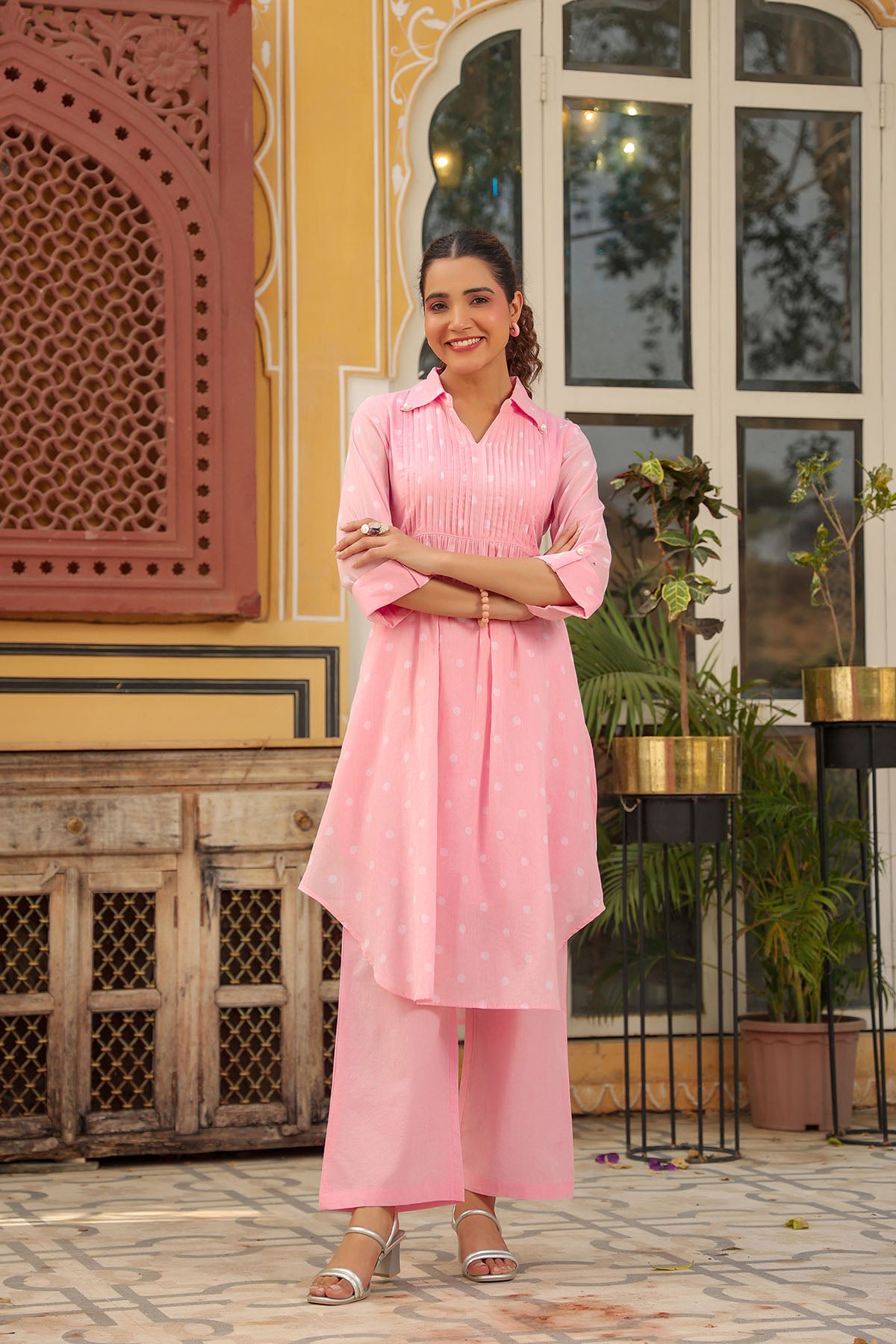 Pink Cotton Printed Co-Ord Set