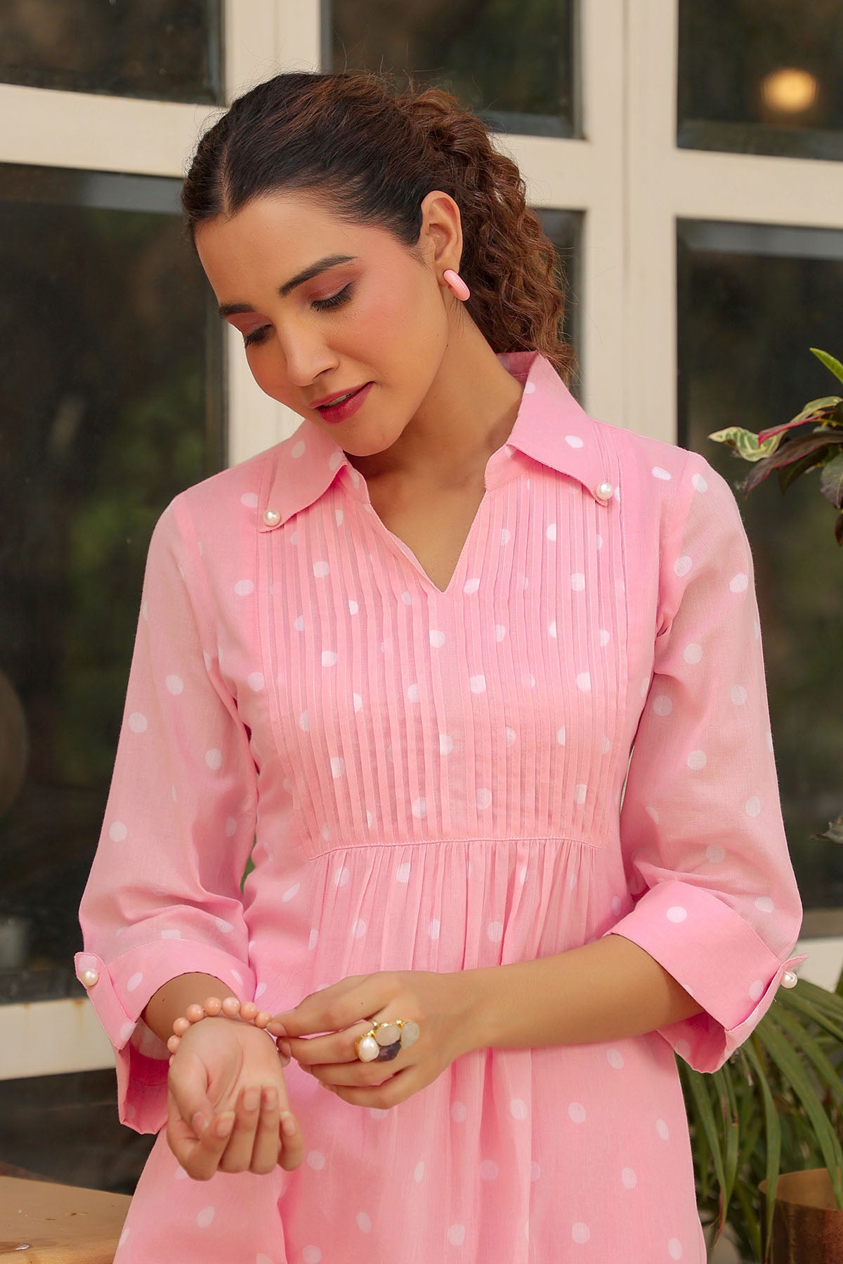 Pink Cotton Printed Co-Ord Set