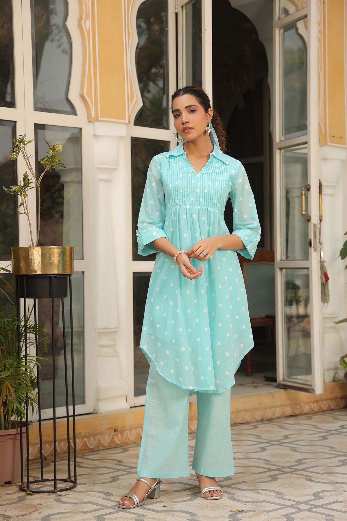 Sky Blue Cotton Printed Co-Ord Set