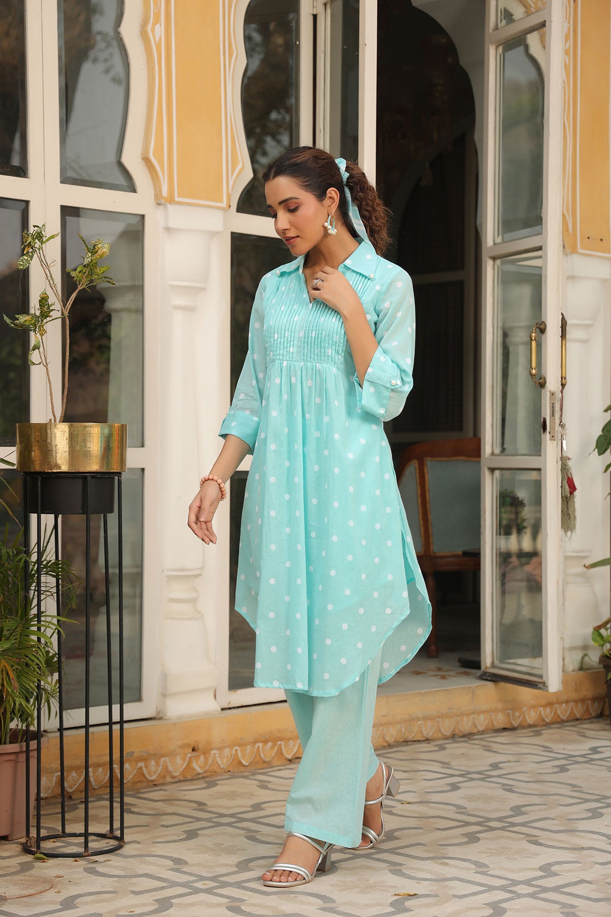 Sky Blue Cotton Printed Co-Ord Set
