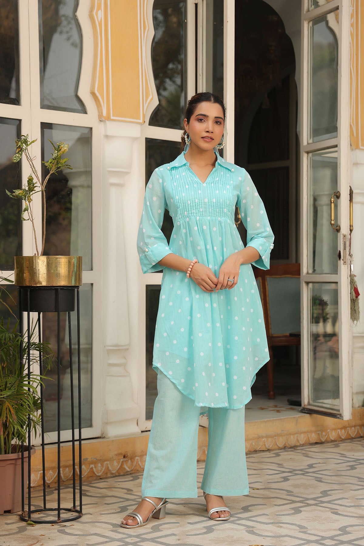 Sky Blue Cotton Printed Co-Ord Set
