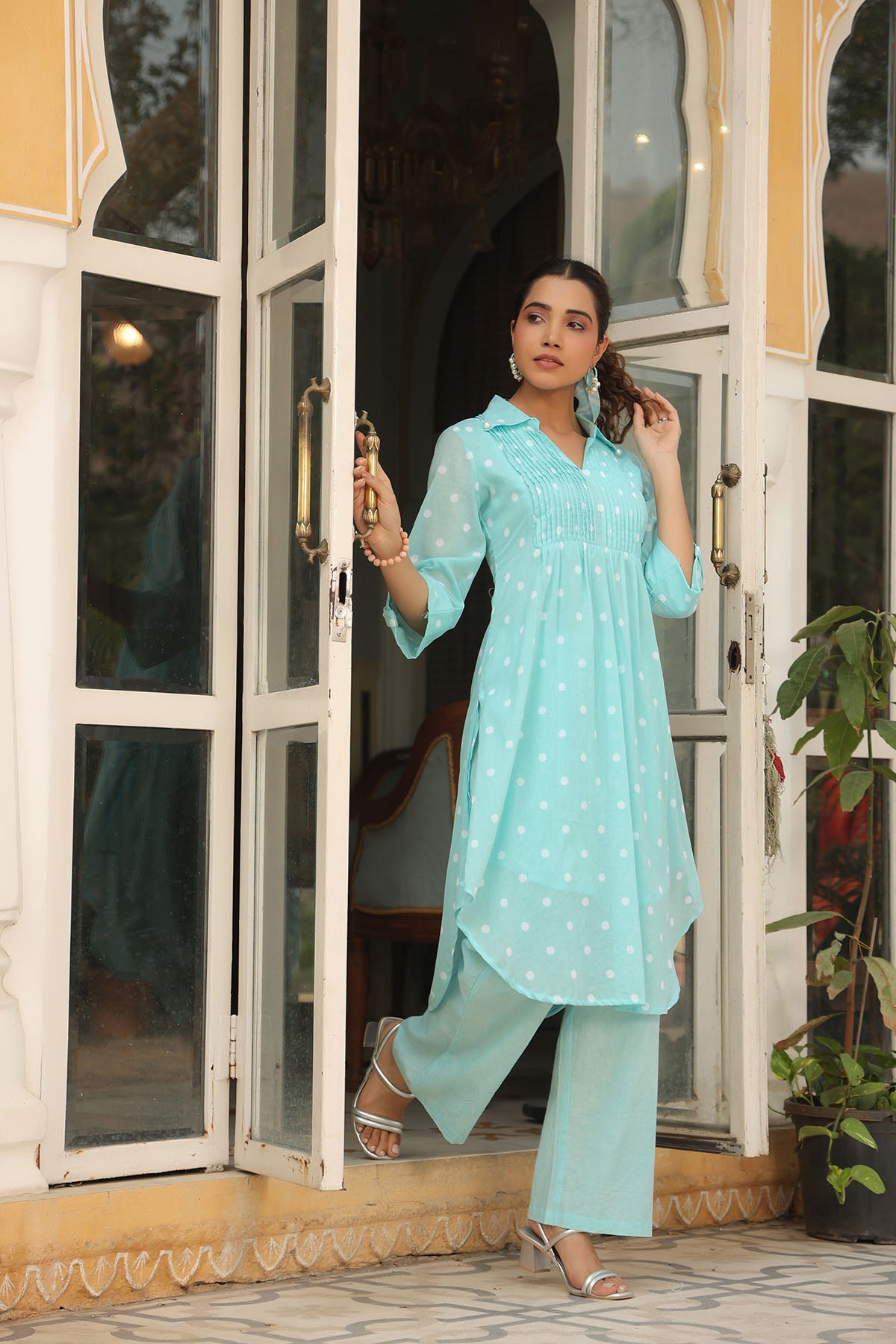 Sky Blue Cotton Printed Co-Ord Set