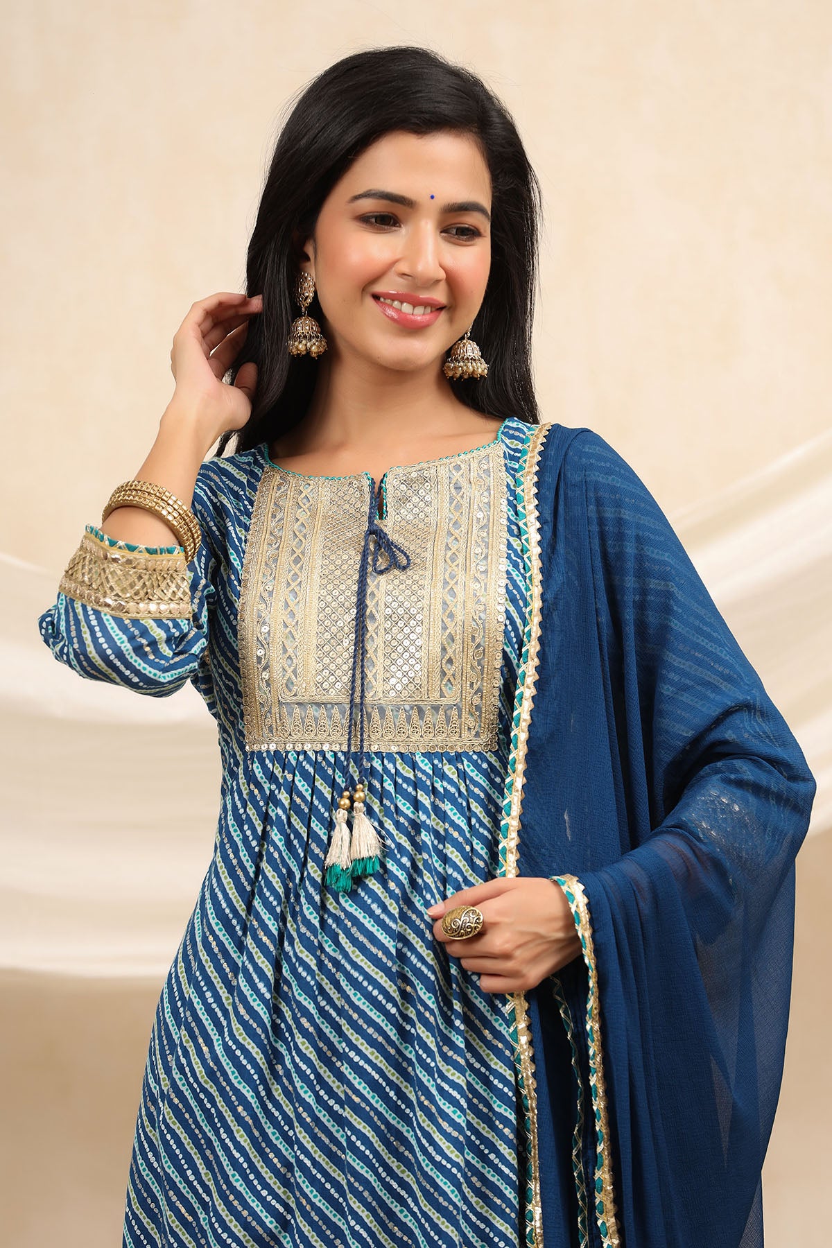 Blue Cotton Gotapatti Suit Set