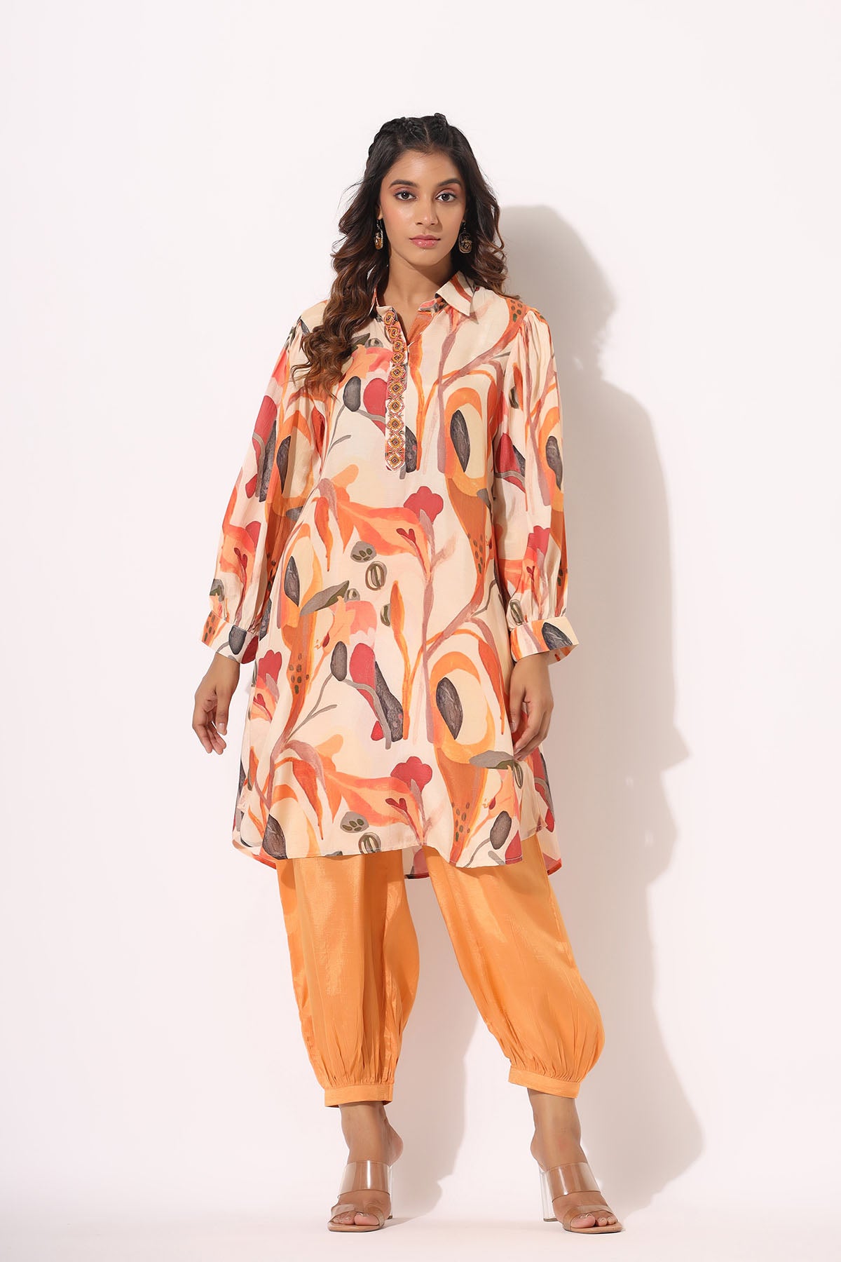 Beige Multicolor Muslin Handwork Co-ord Set