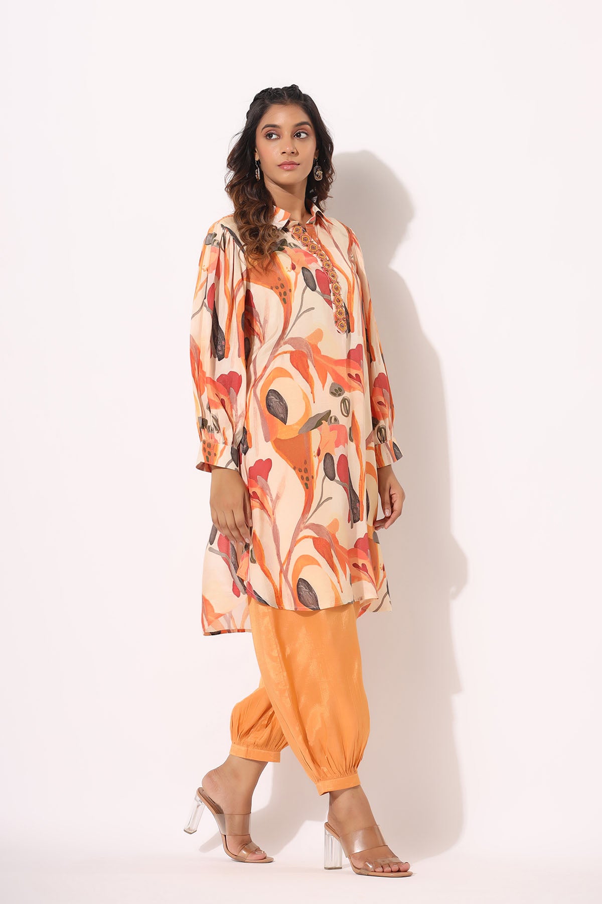 Beige Multicolor Muslin Handwork Co-ord Set