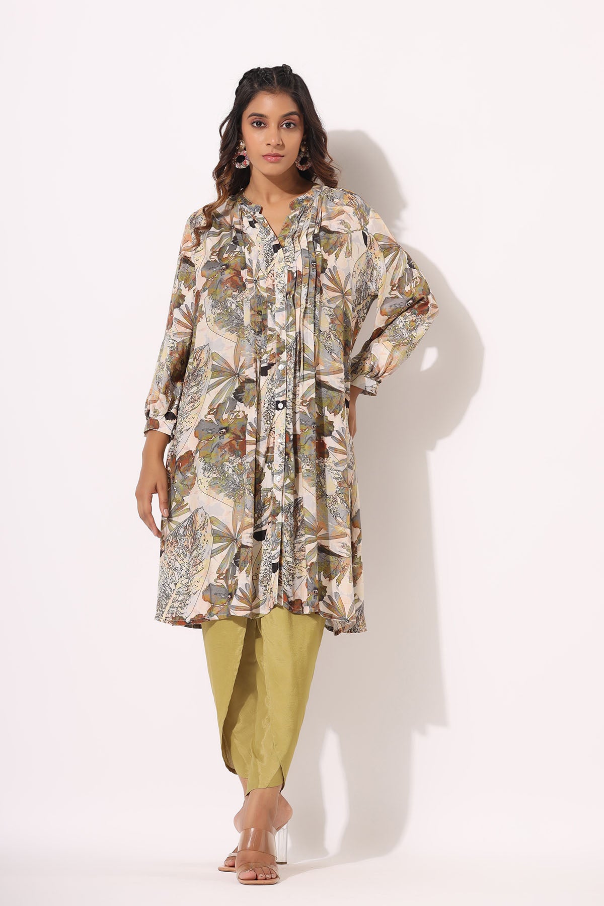 Green Floral Muslin Printed Co-ord Set