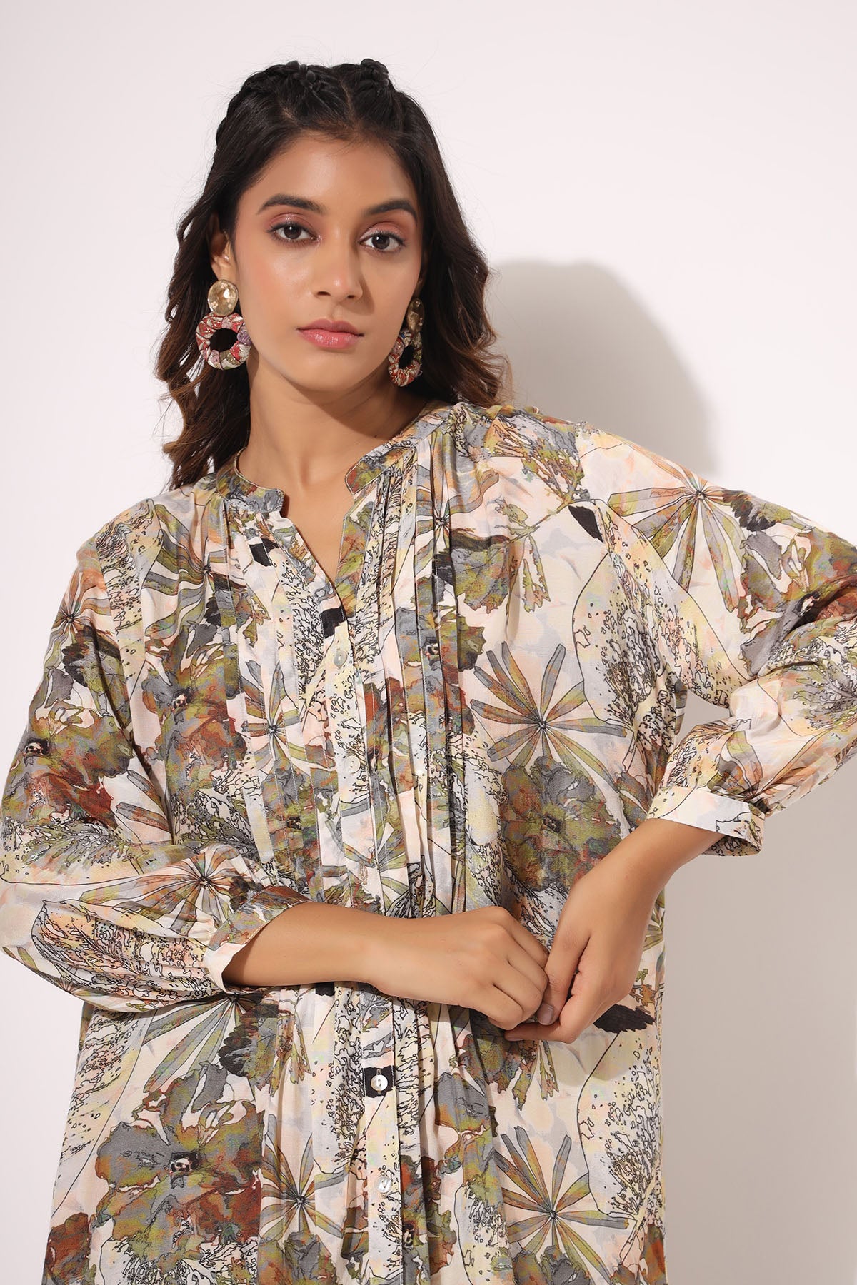 Green Floral Muslin Printed Co-ord Set