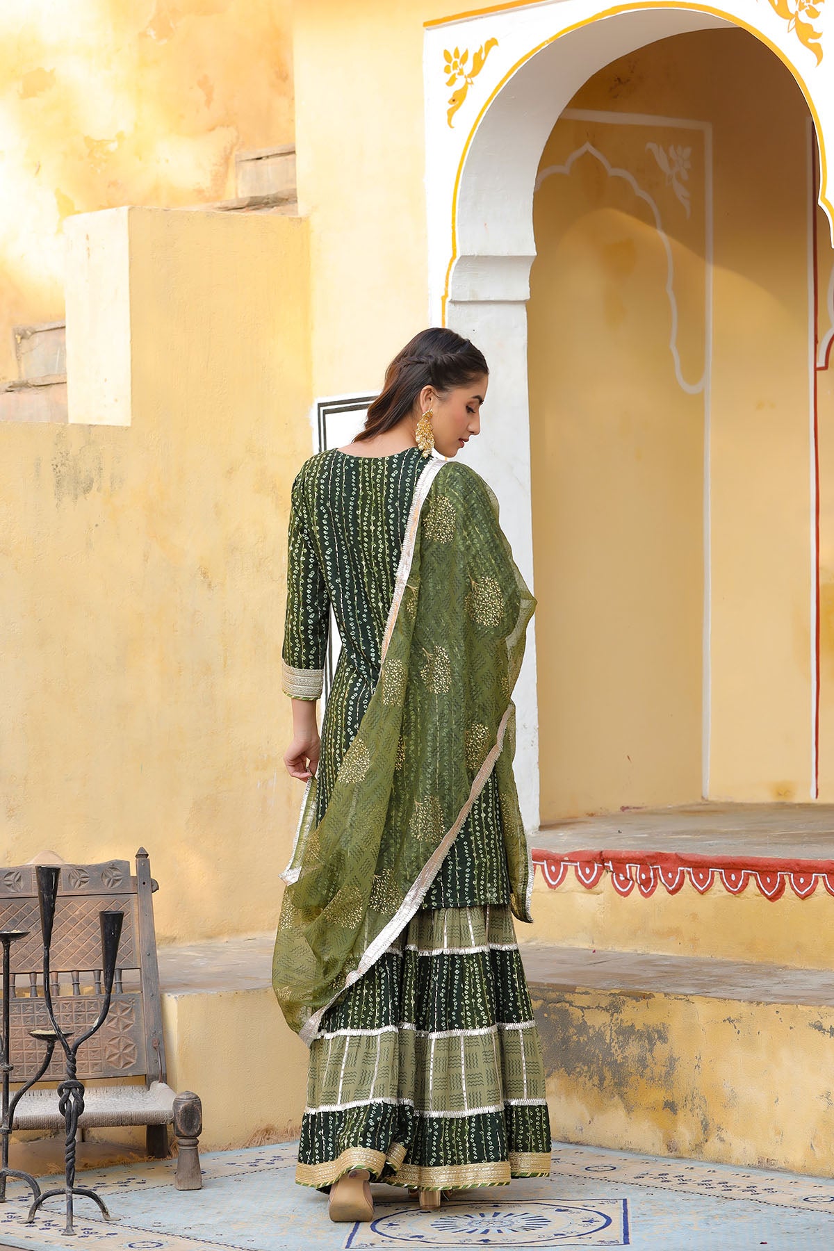 Green Rayon Gotapatti Sharara Set