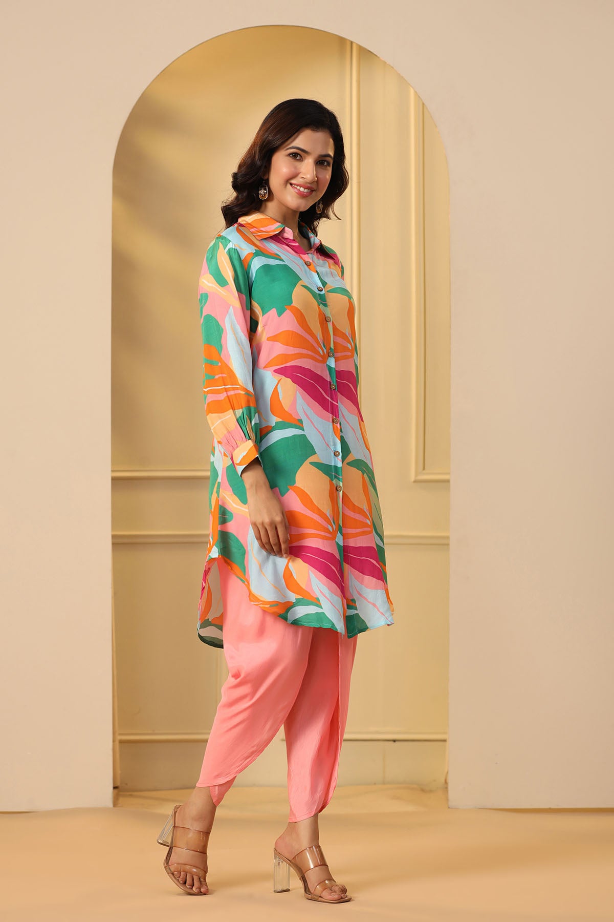 Green Multicolor Muslin Printed Co-ord Set