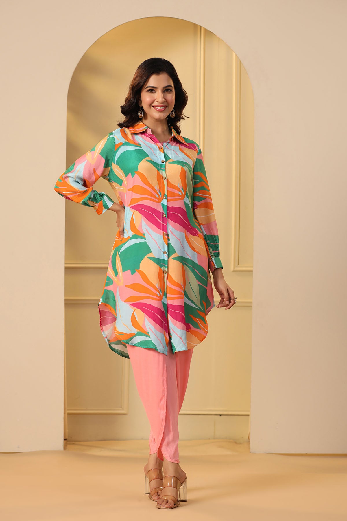 Green Multicolor Muslin Printed Co-ord Set