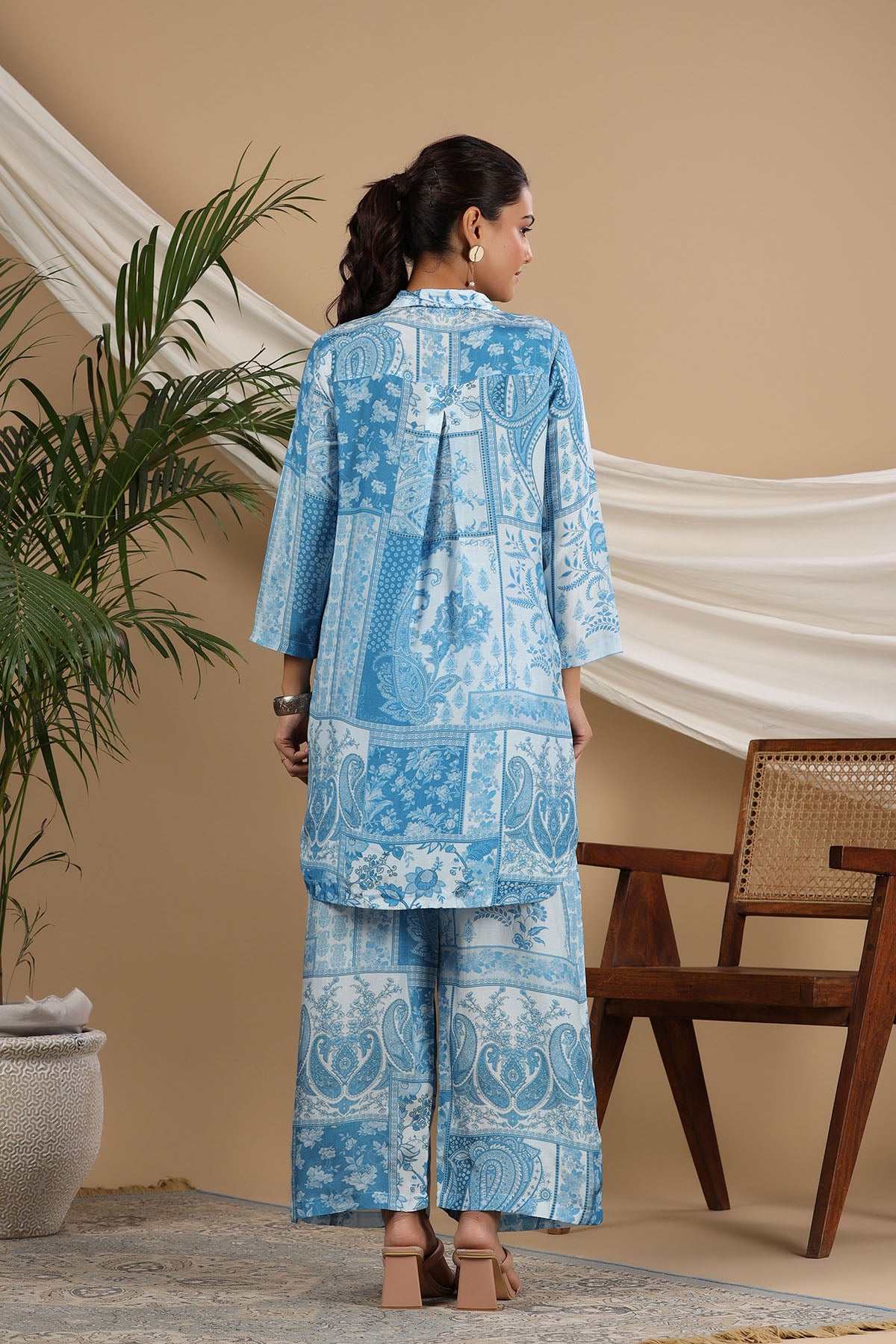Blue Muslin Printed Co-ord Set