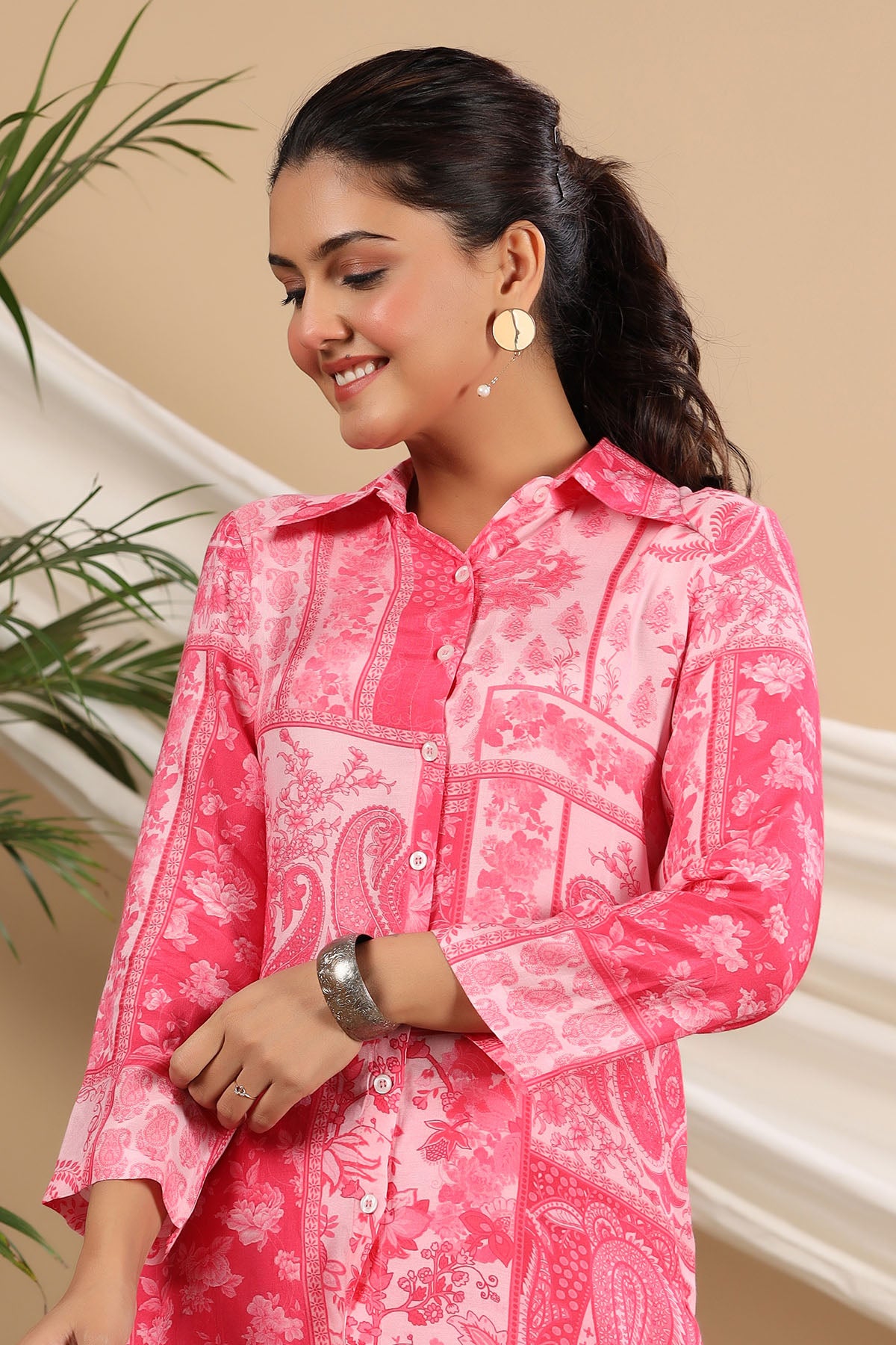 Pink Muslin Printed Co-ord Set