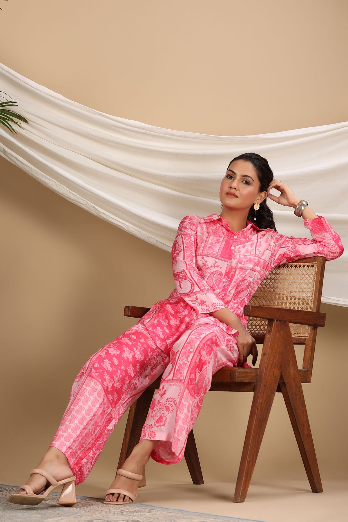 Pink Muslin Printed Co-ord Set