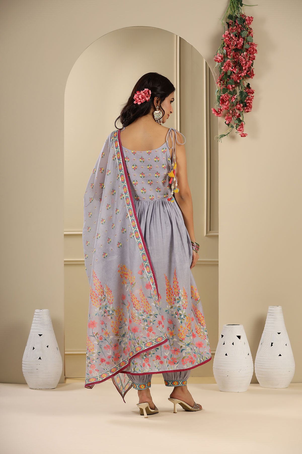 Lavender Floral Cotton Suit Set