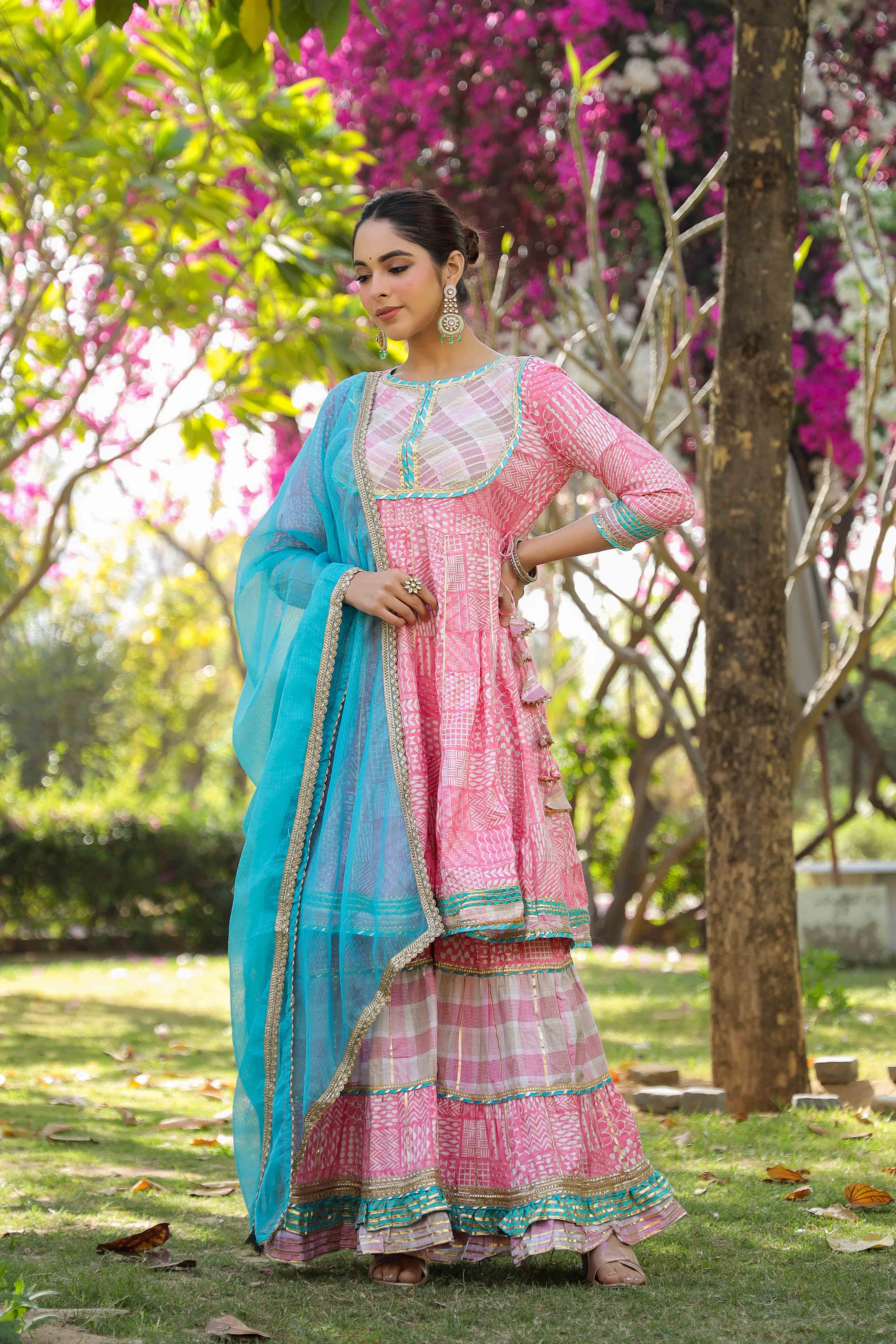 Pink Rayon Gotapatti Sharara Set