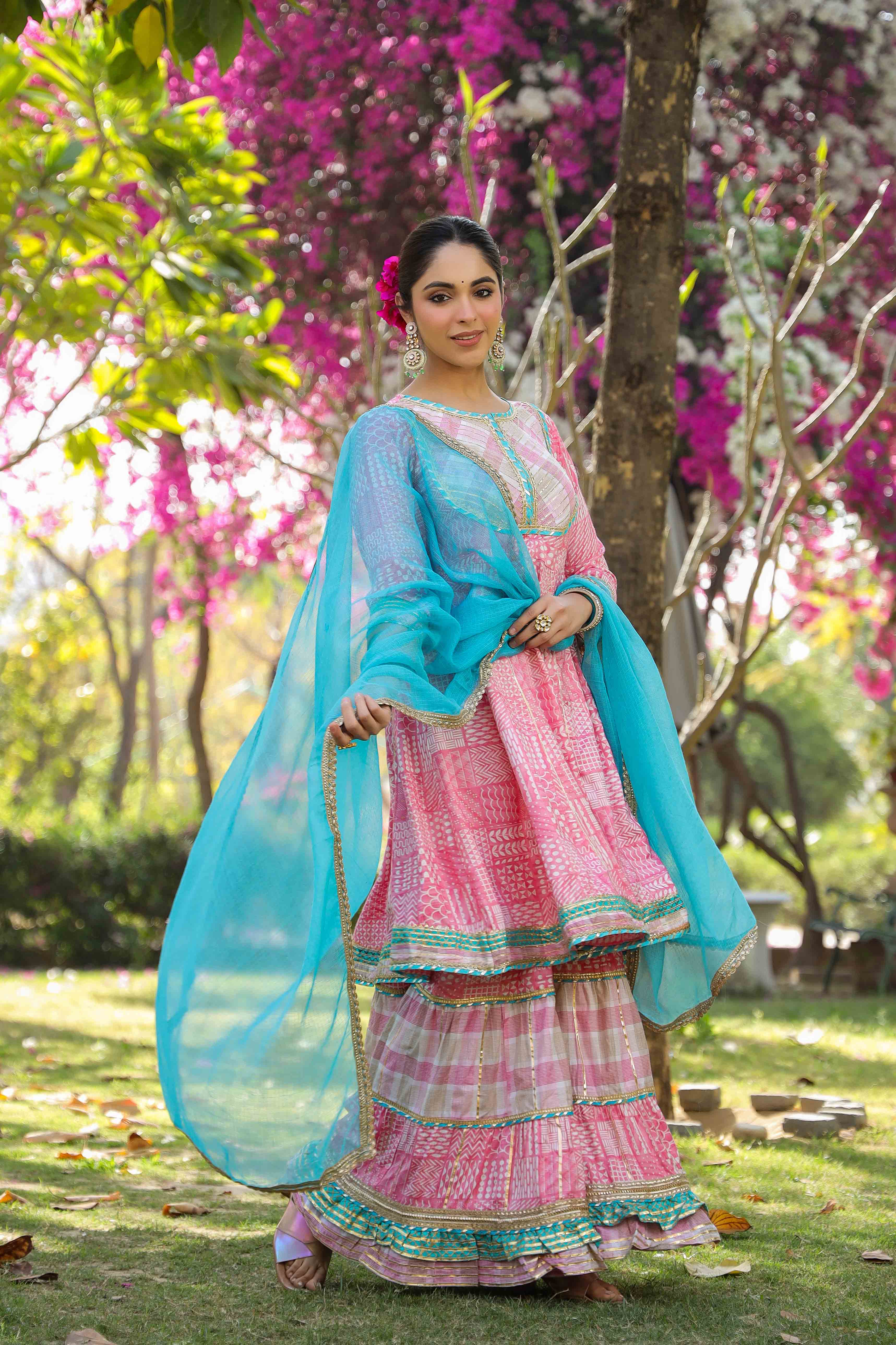 Pink Rayon Gotapatti Sharara Set