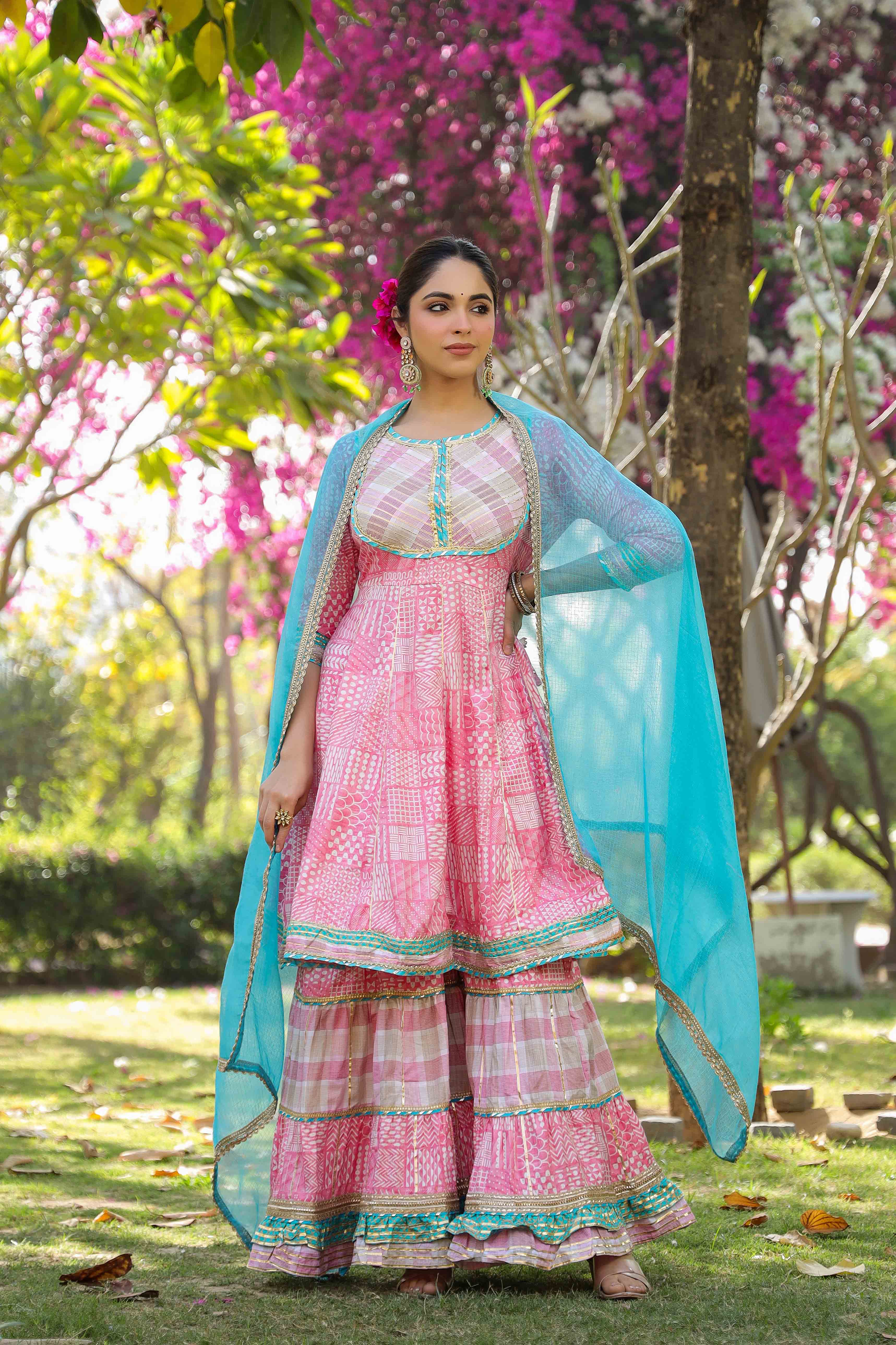 Pink Rayon Gotapatti Sharara Set