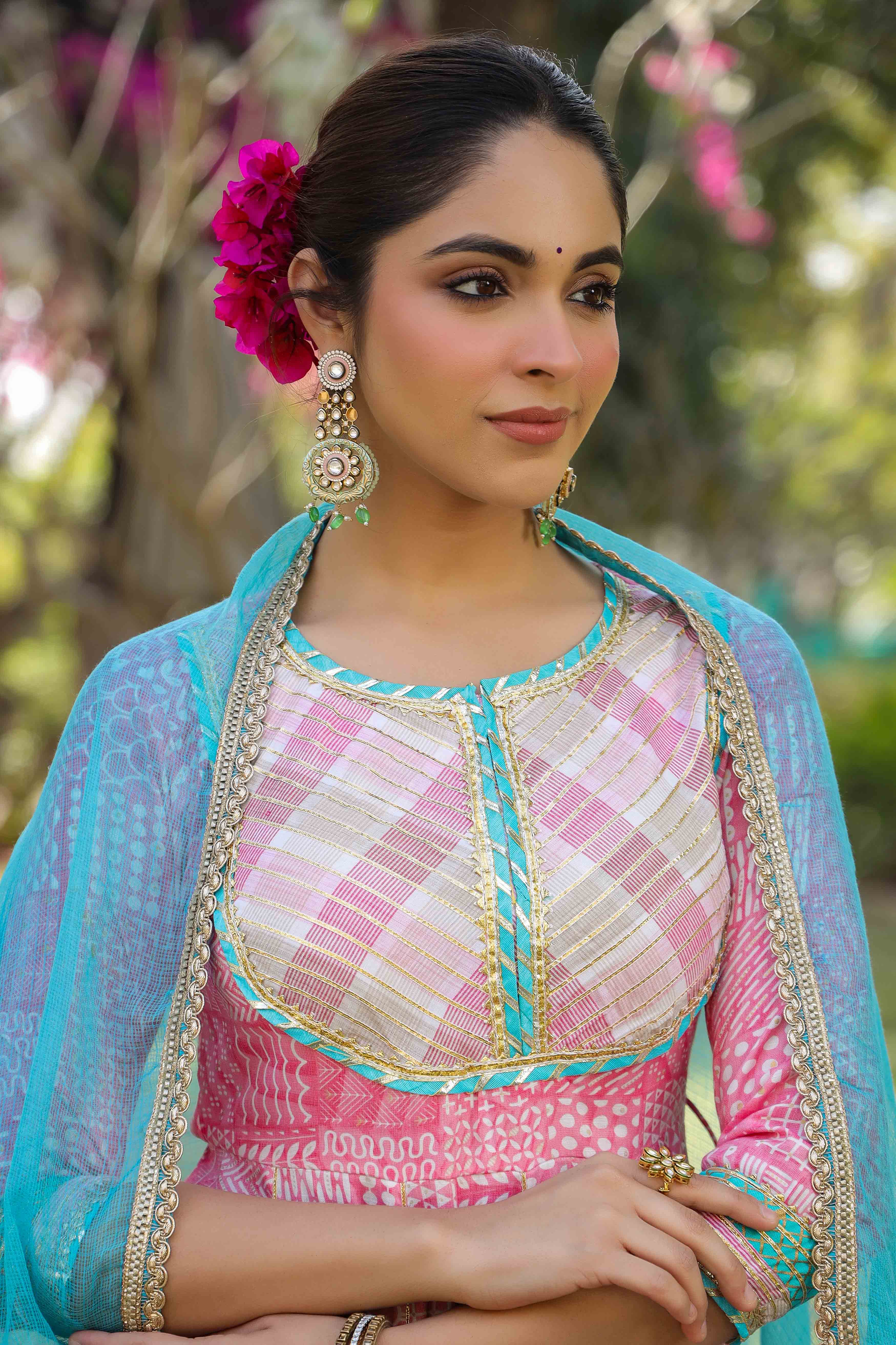 Pink Rayon Gotapatti Sharara Set