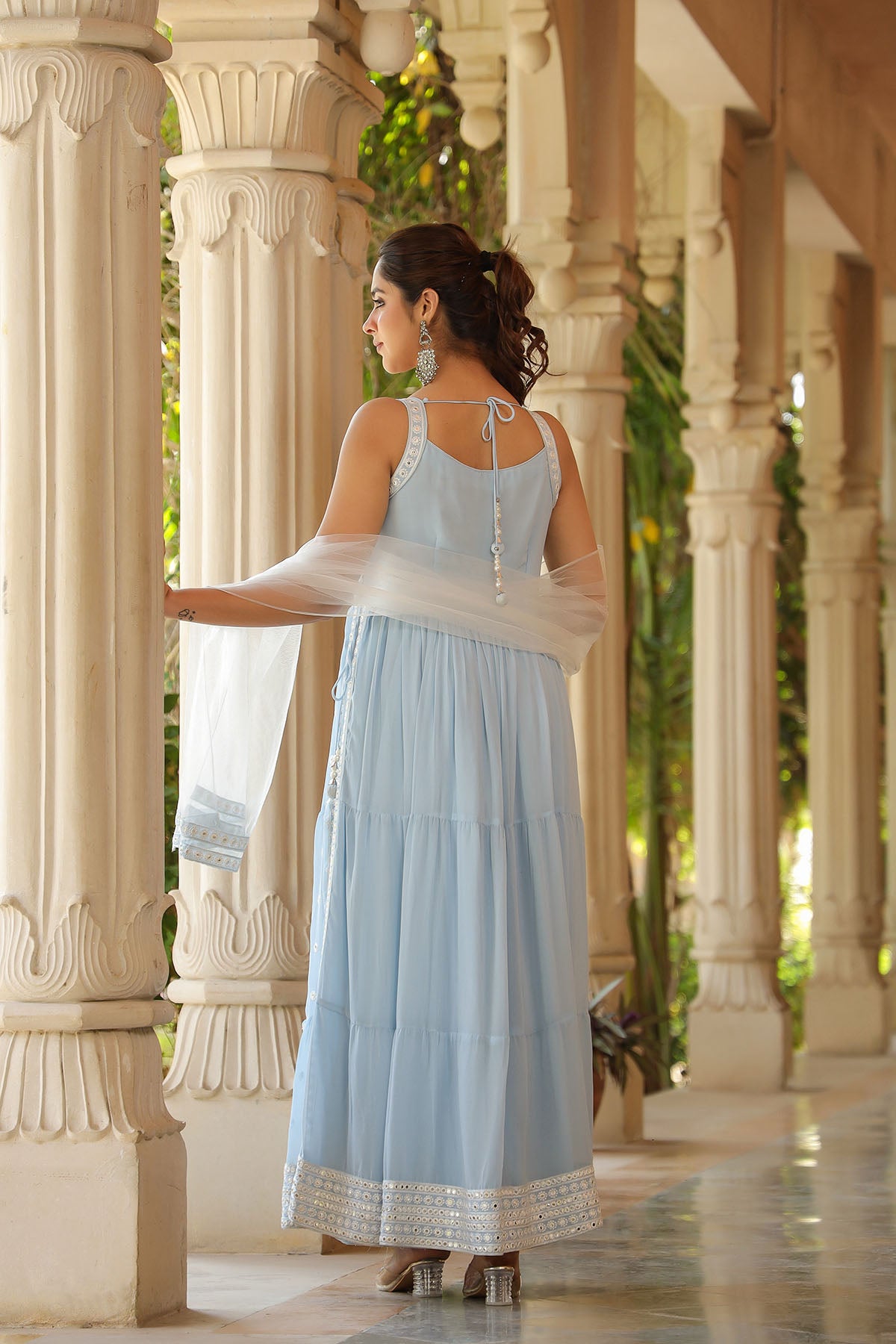 Blue Georgette Embroidered Suit