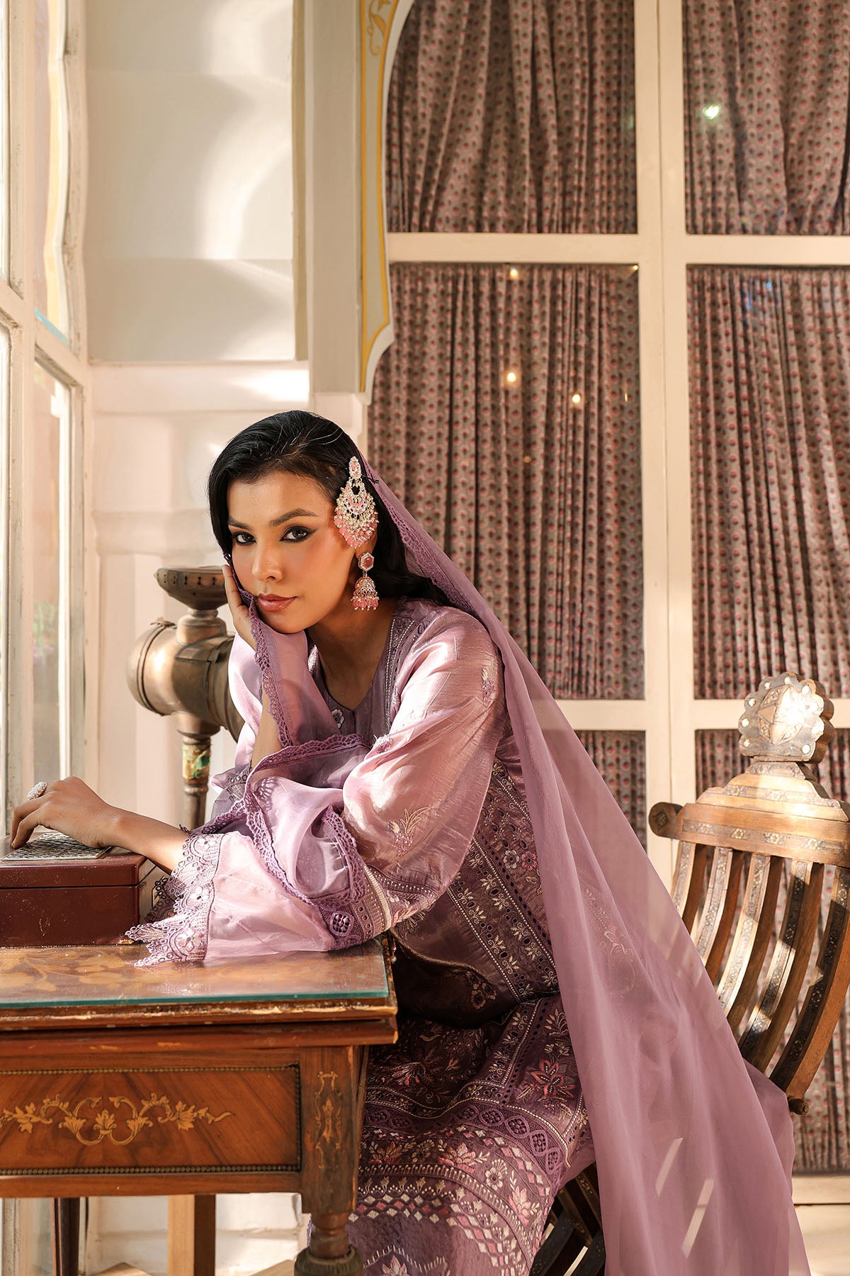 Purple Shimmer Embroidered Pakistani Suit