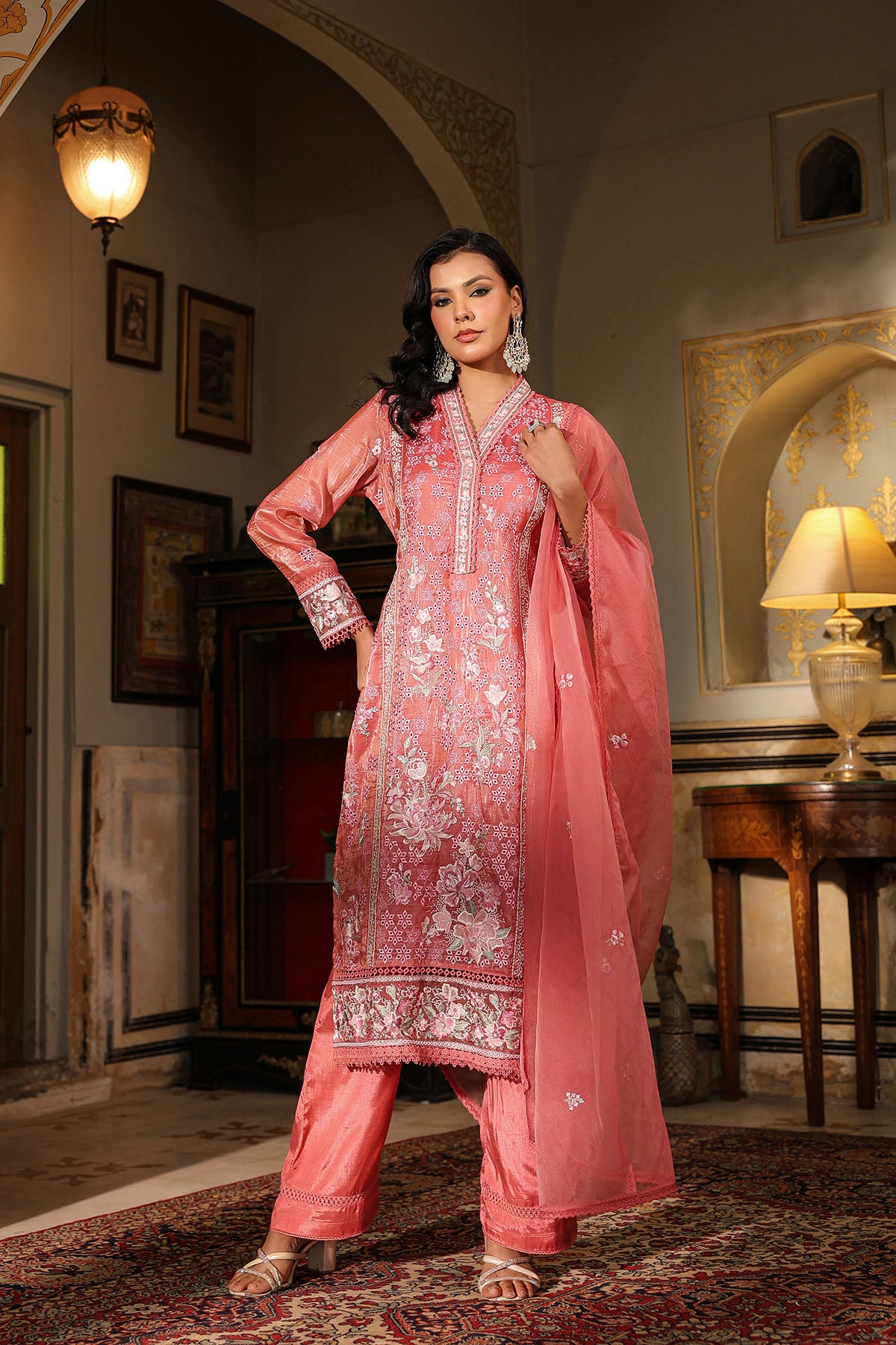 Pink Shimmer Embroidered Pakistani Suit