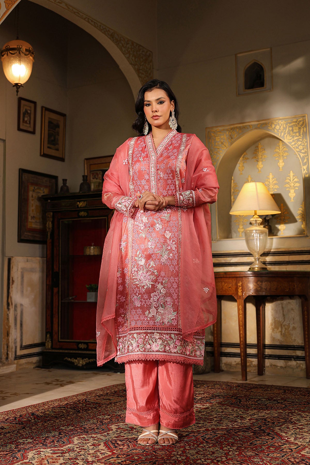 Pink Shimmer Embroidered Pakistani Suit