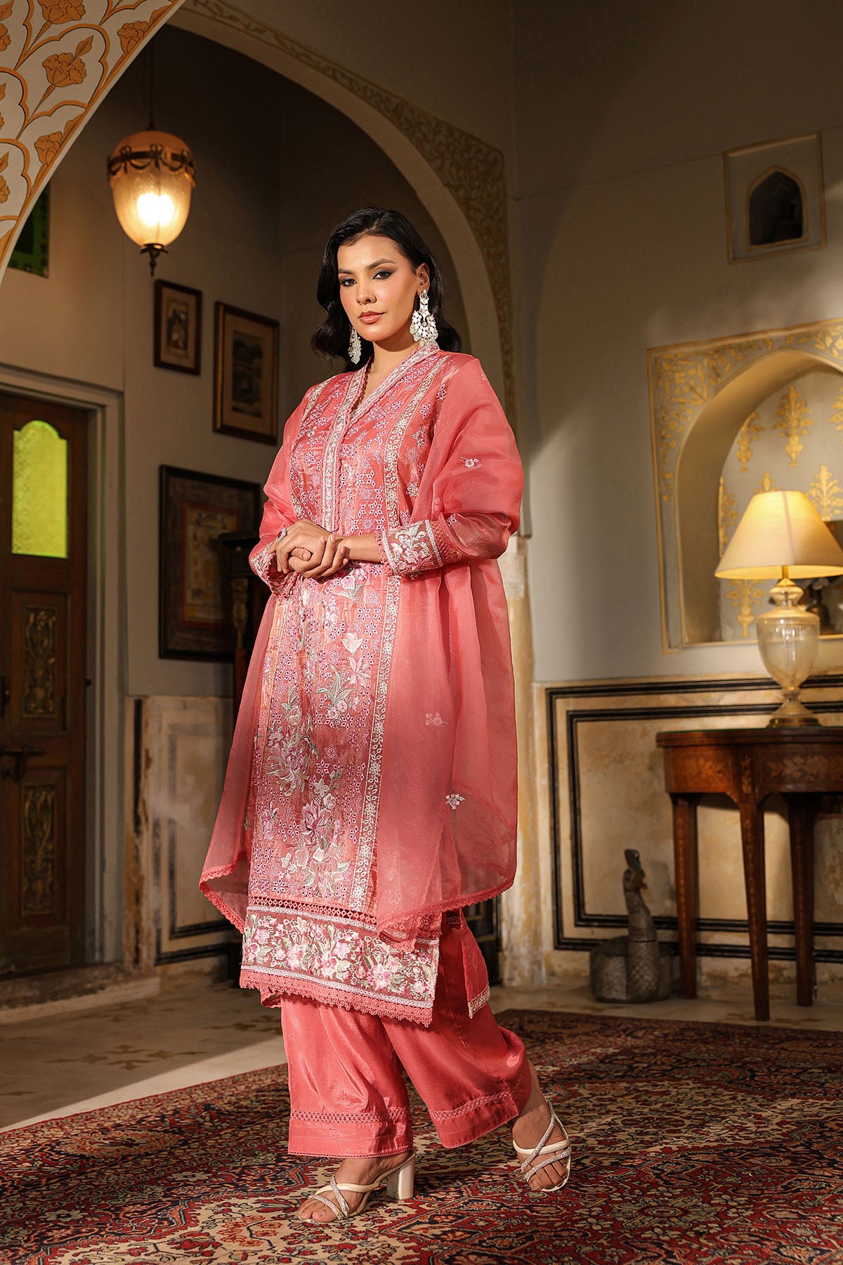 Pink Shimmer Embroidered Pakistani Suit