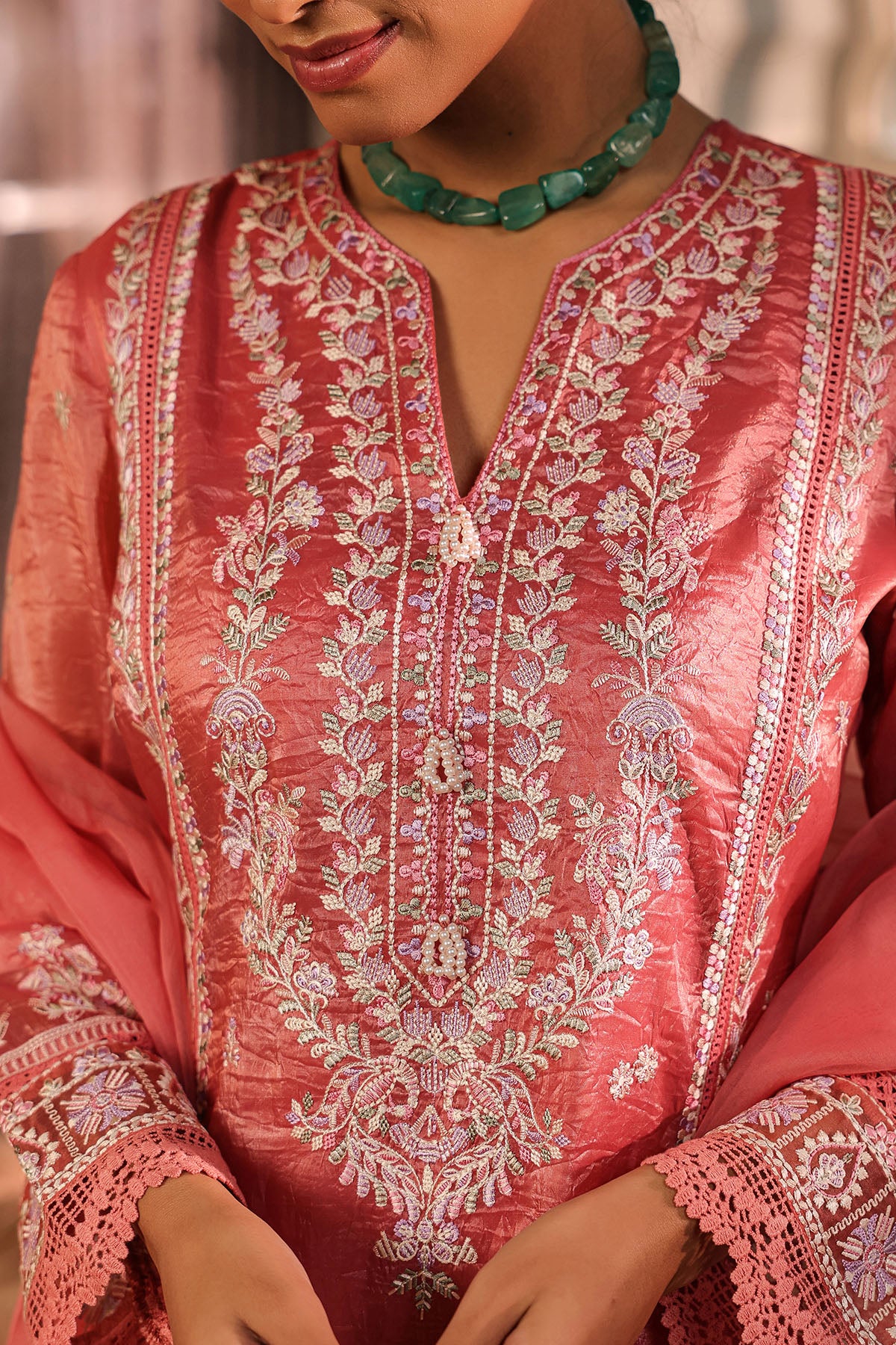 Pink Shimmer Embroidered Pakistani Suit