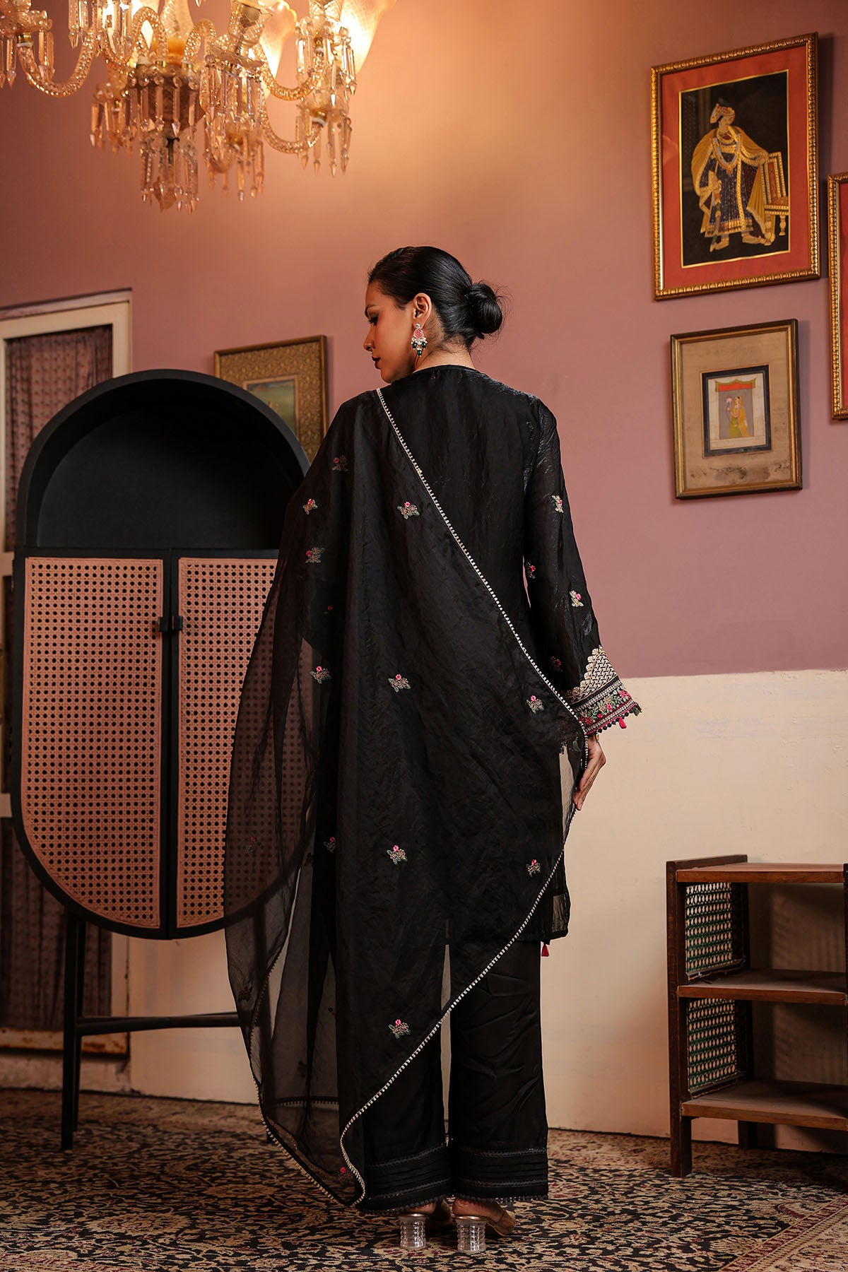 Black Shimmer Embroidered Pakistani Suit