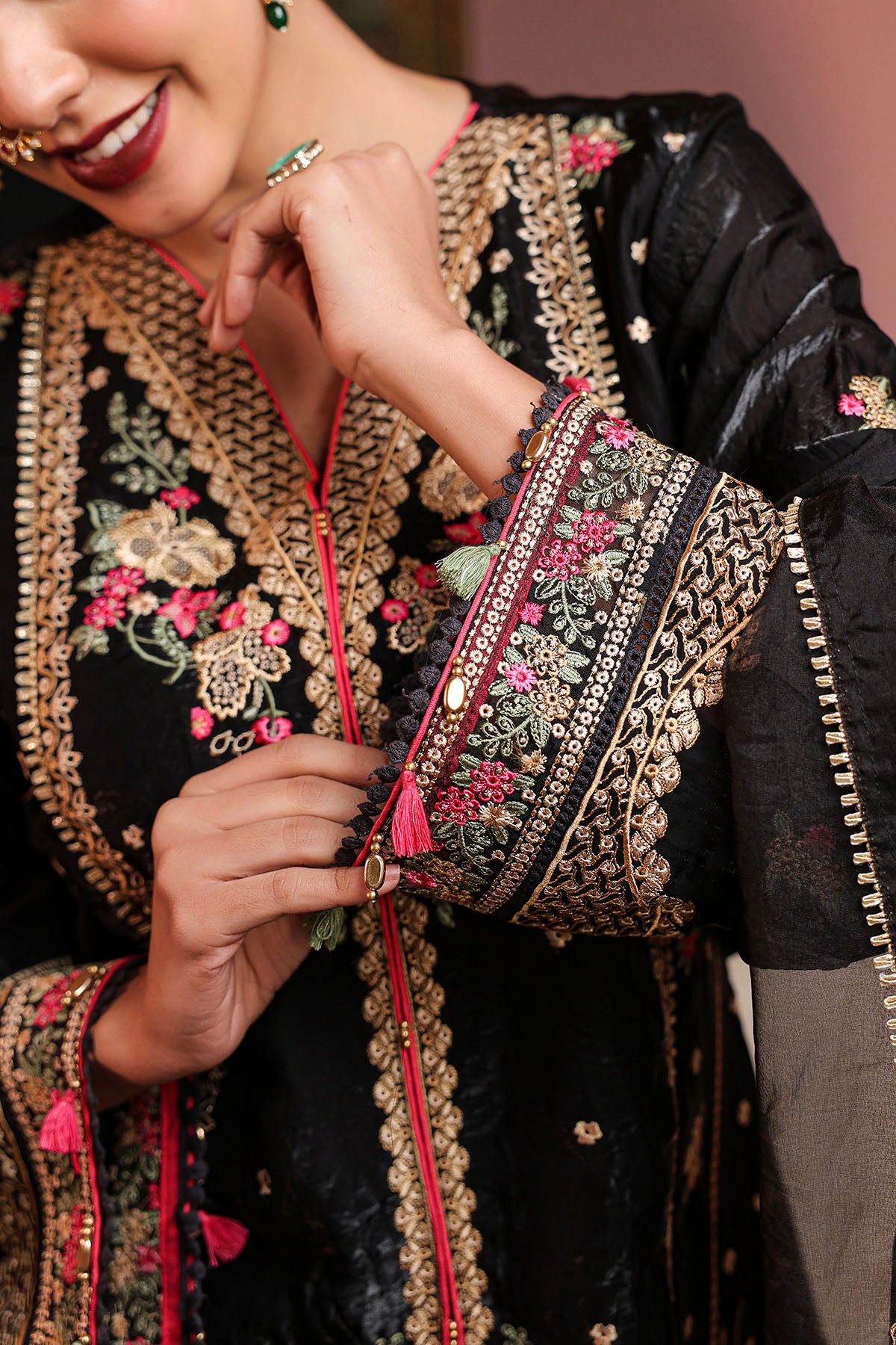 Black Shimmer Embroidered Pakistani Suit