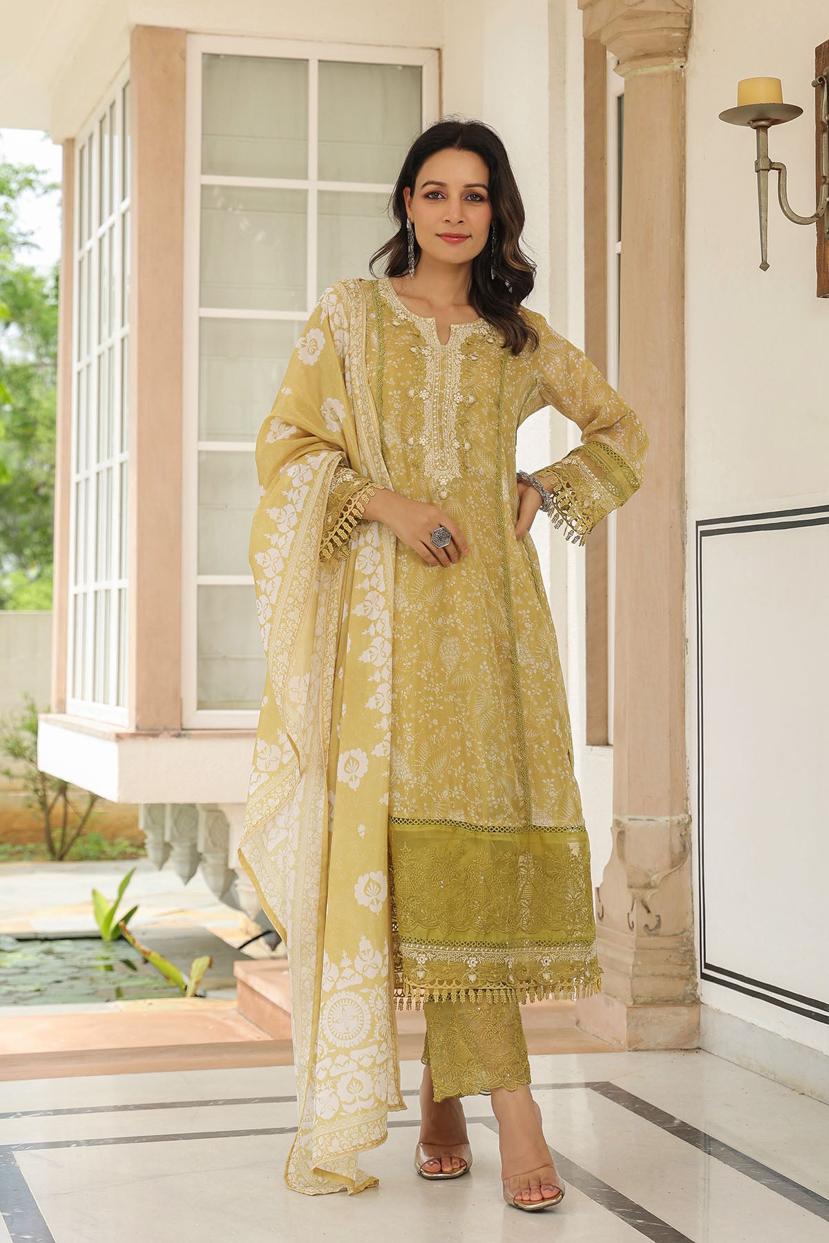 Mustard Tabby Embroidered Anarkali Suit