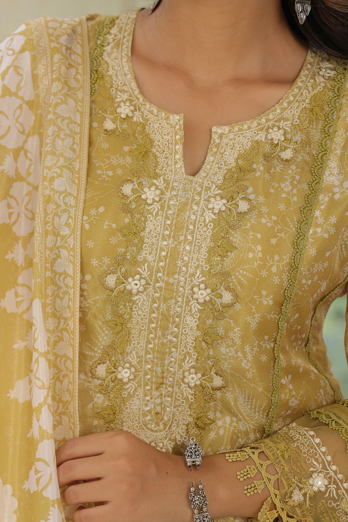 Mustard Tabby Embroidered Anarkali Suit