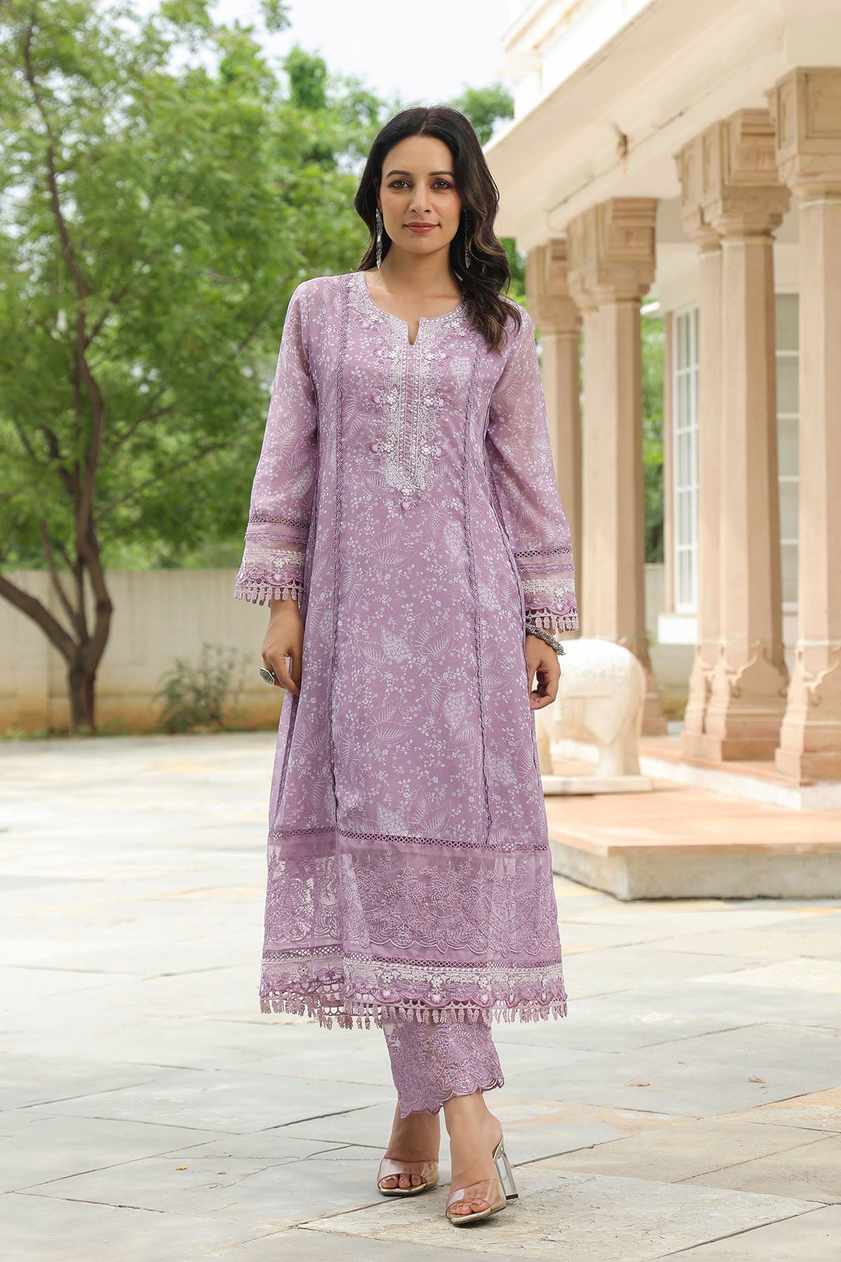 Purple Tabby Embroidered Anarkali Suit
