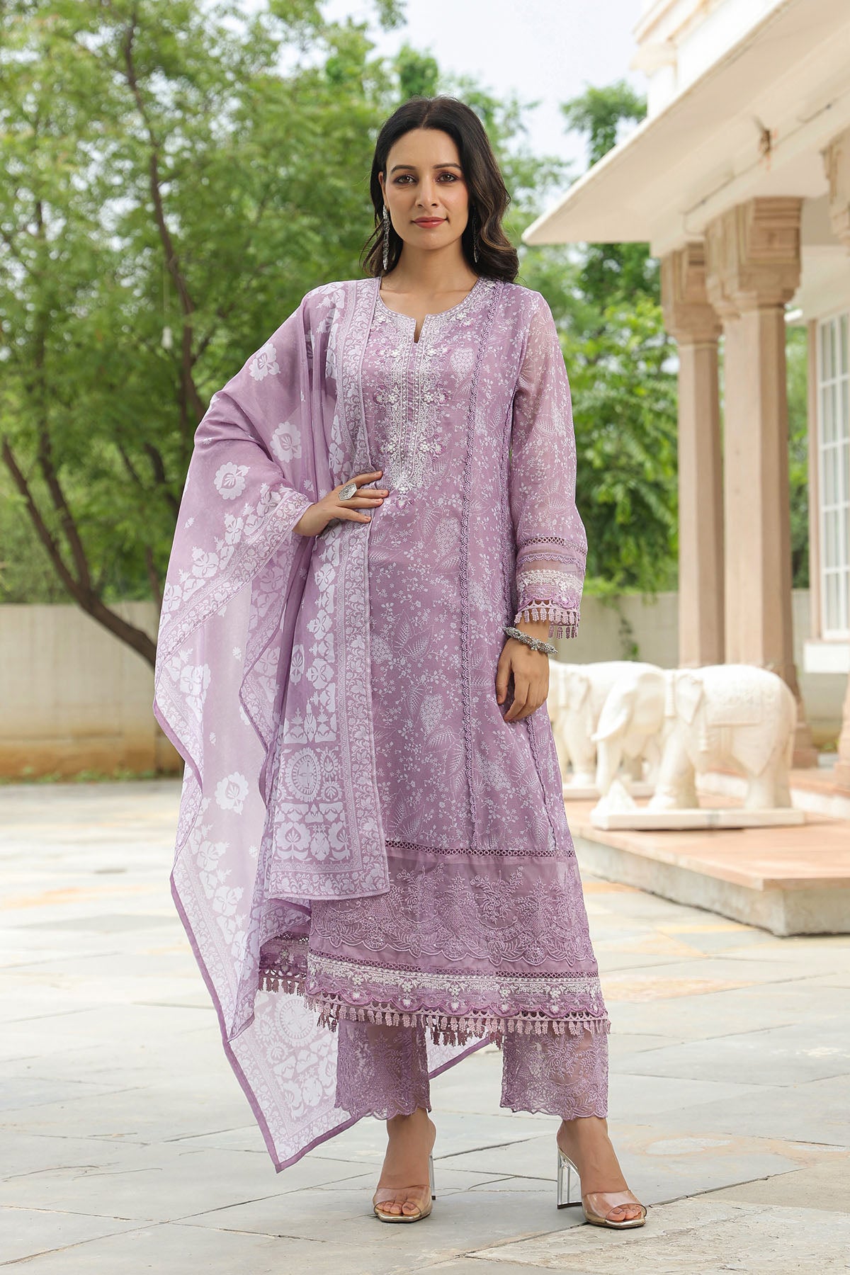 Purple Tabby Embroidered Anarkali Suit