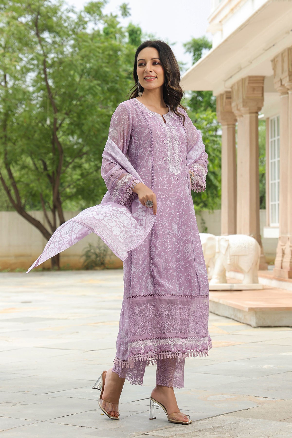 Purple Tabby Embroidered Anarkali Suit
