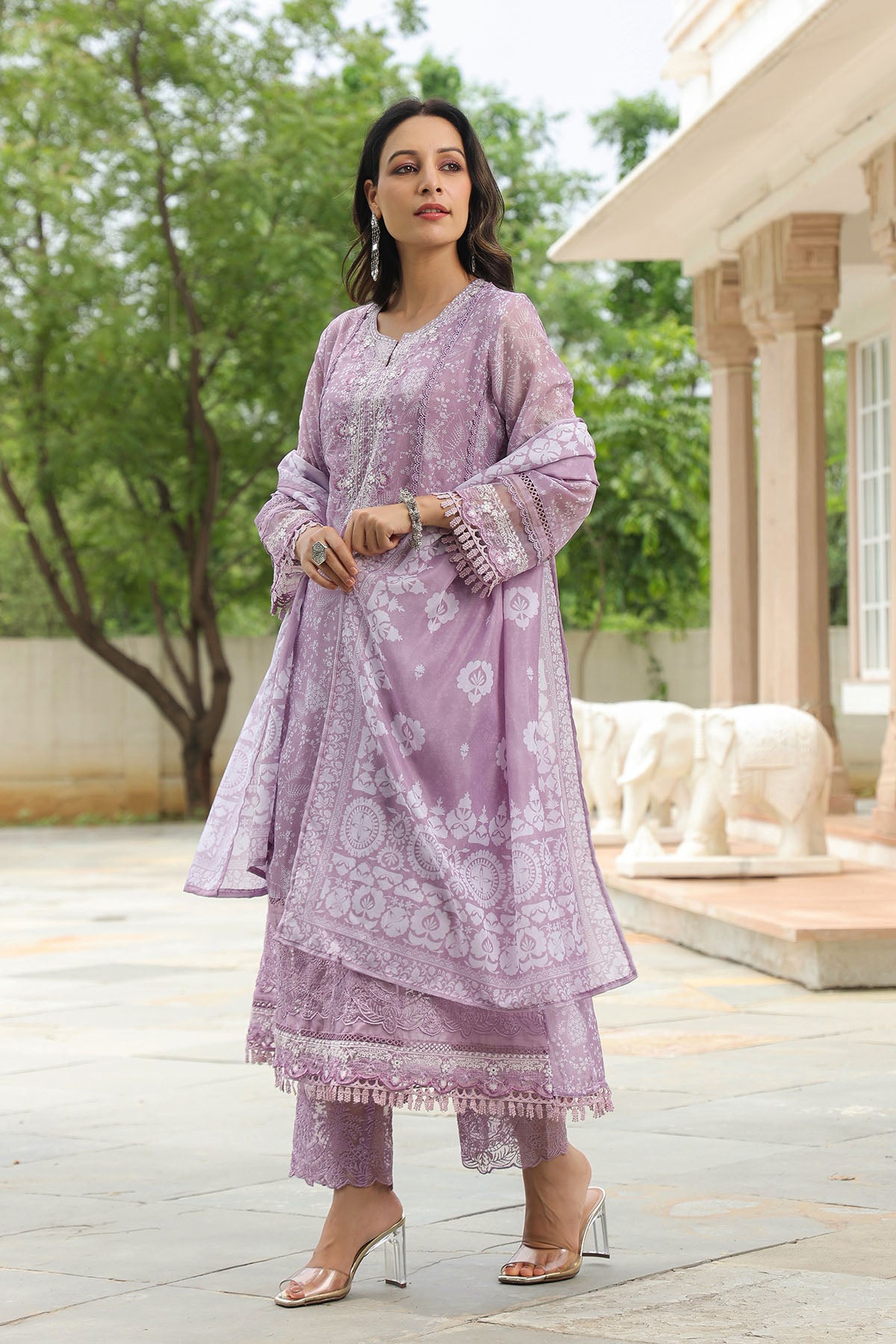 Purple Tabby Embroidered Anarkali Suit