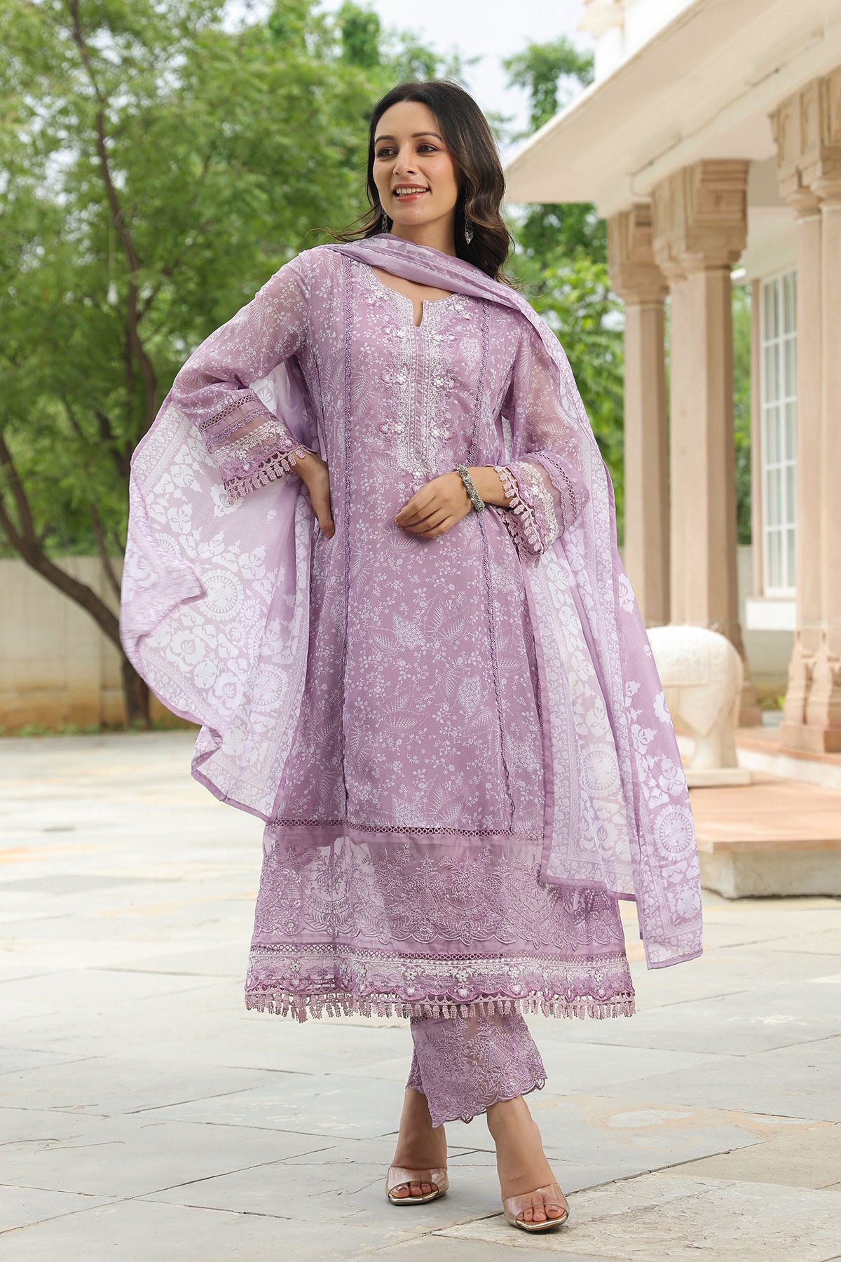 Purple Tabby Embroidered Anarkali Suit
