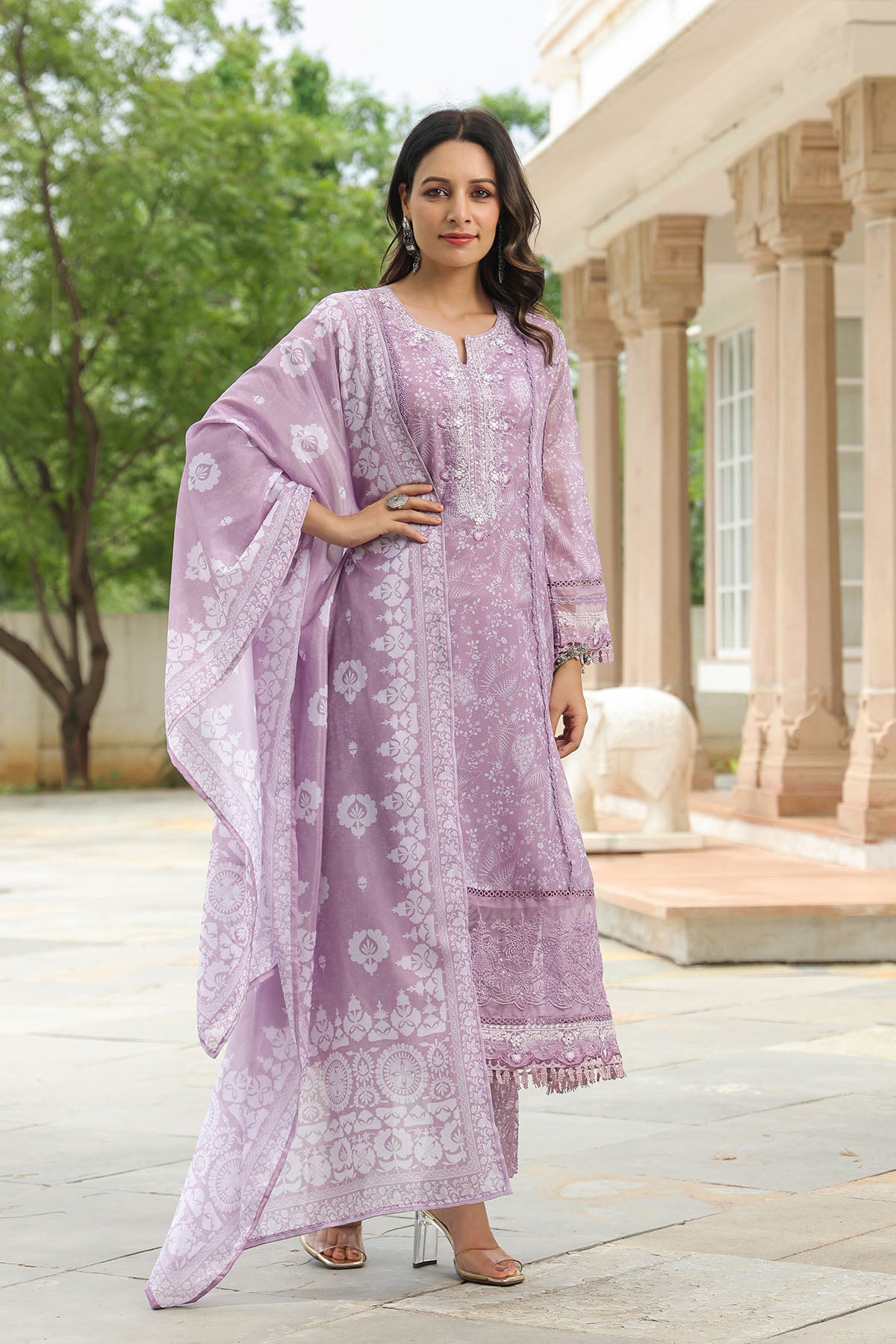 Purple Tabby Embroidered Anarkali Suit