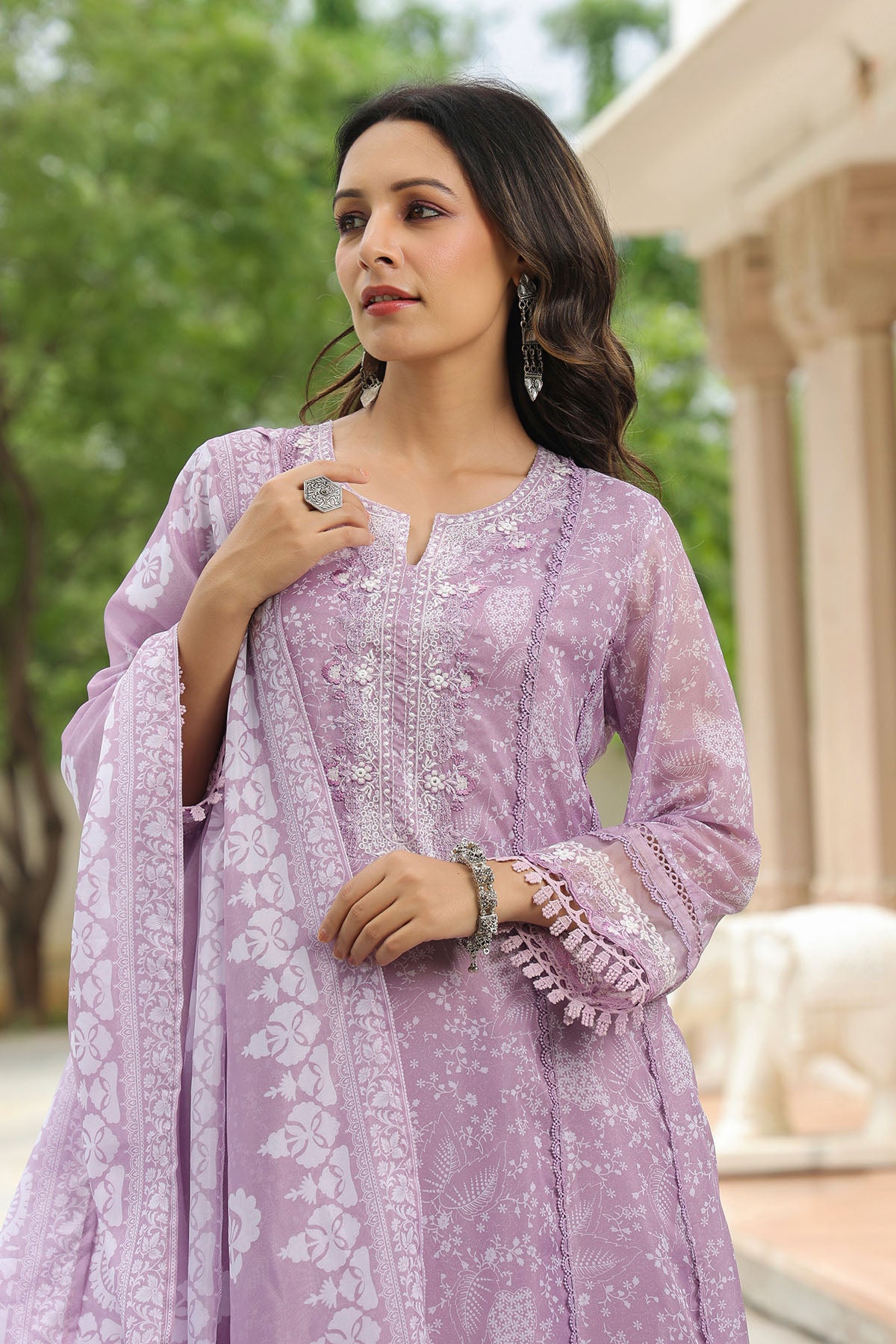 Purple Tabby Embroidered Anarkali Suit