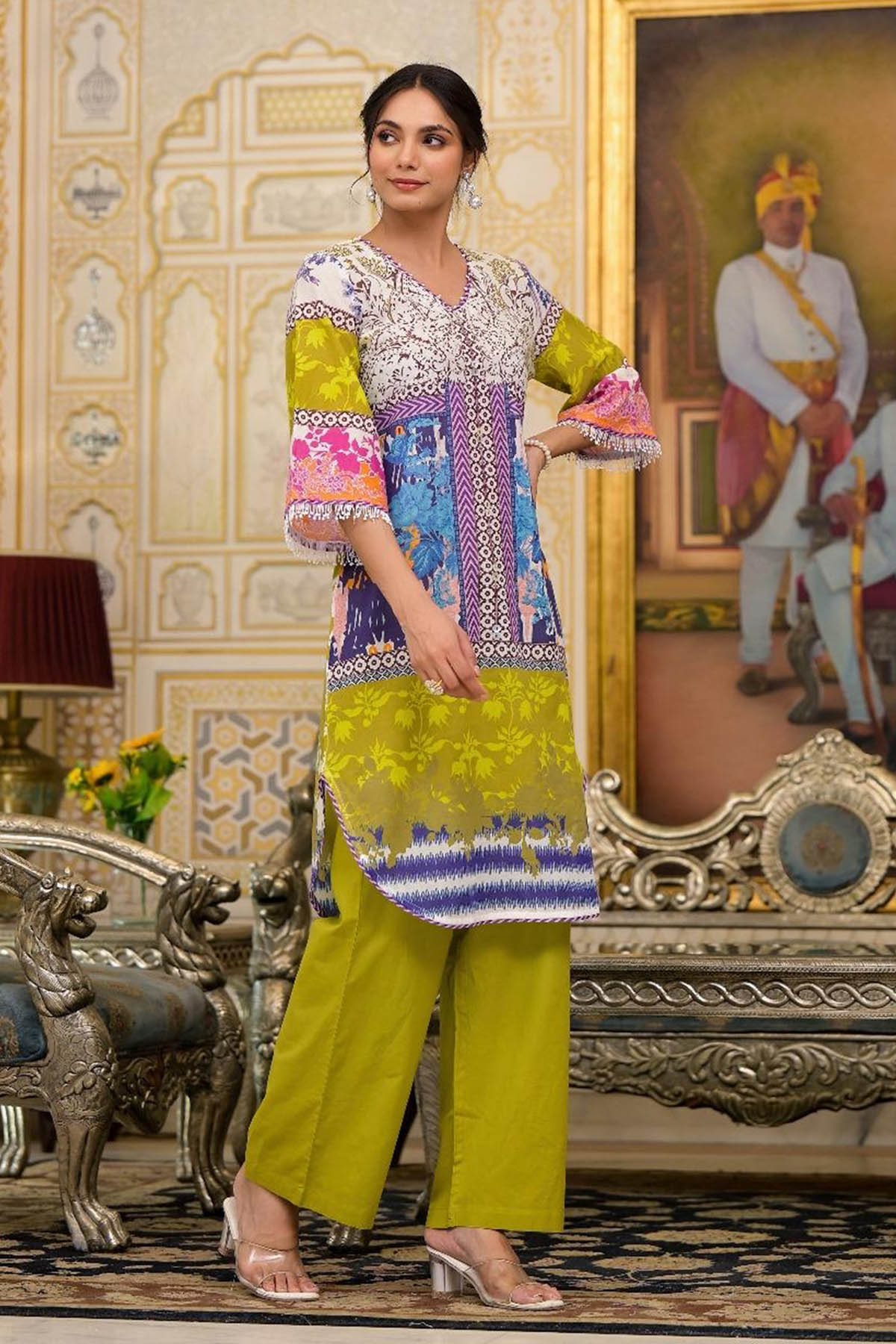 Green Cotton Printed Co-Ord Set