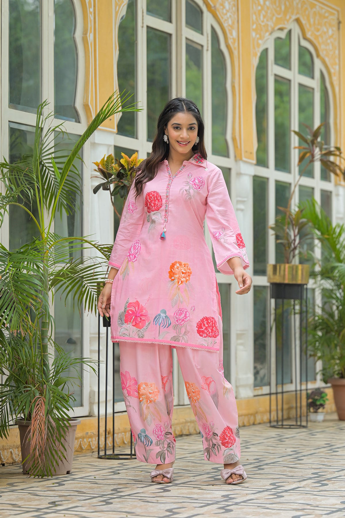 Pink Cotton Printed Co-Ord Set