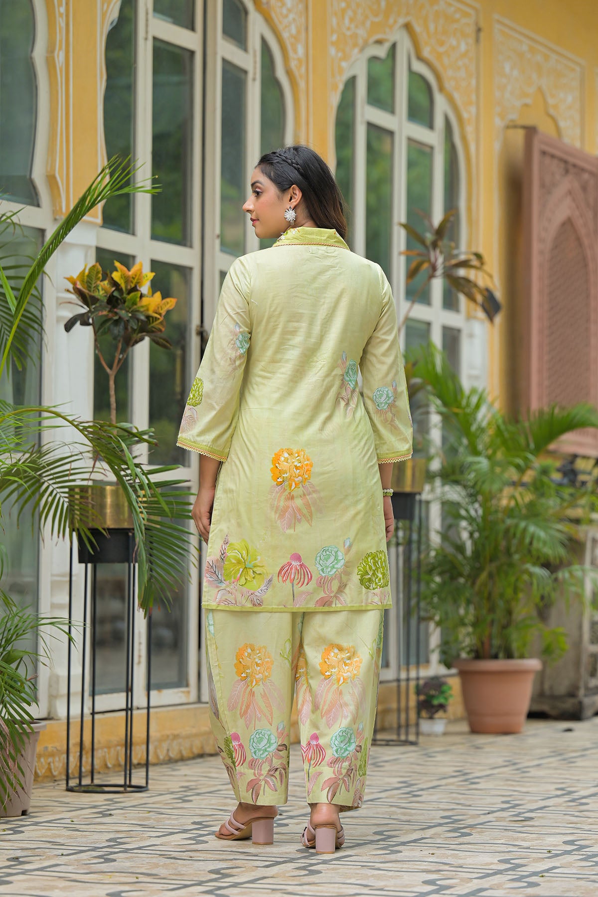 Green Cotton Printed Co-Ord Set