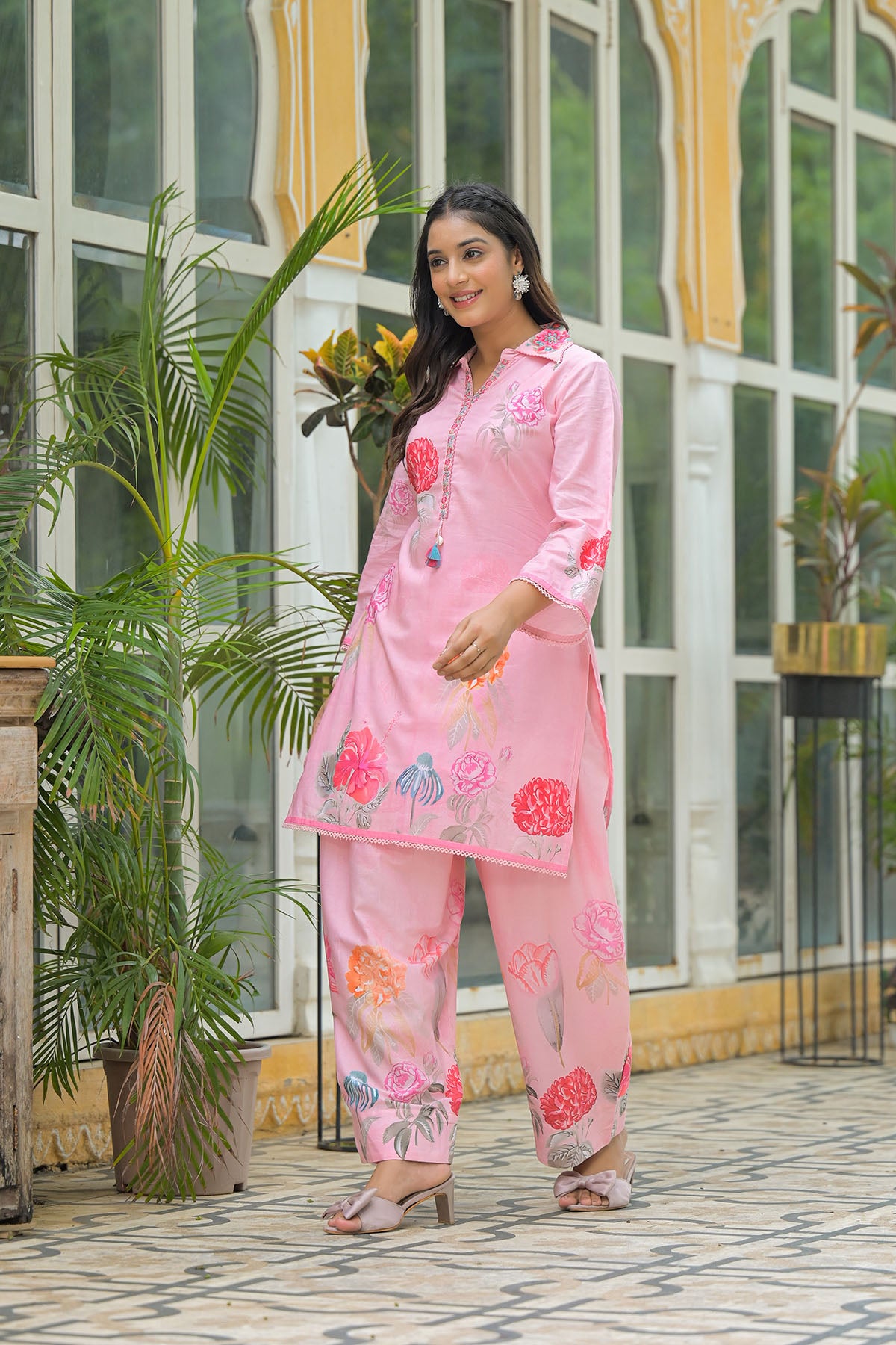 Pink Cotton Printed Co-Ord Set