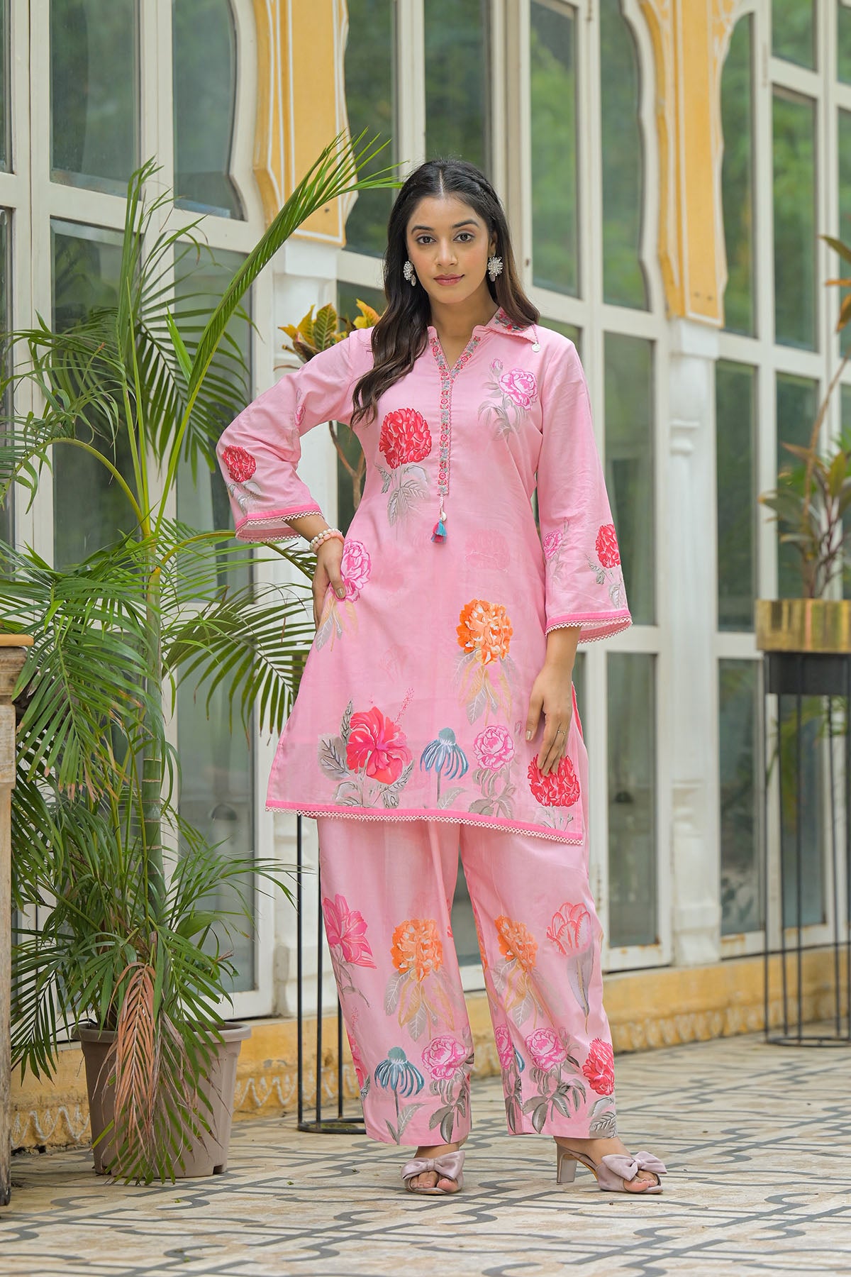 Pink Cotton Printed Co-Ord Set